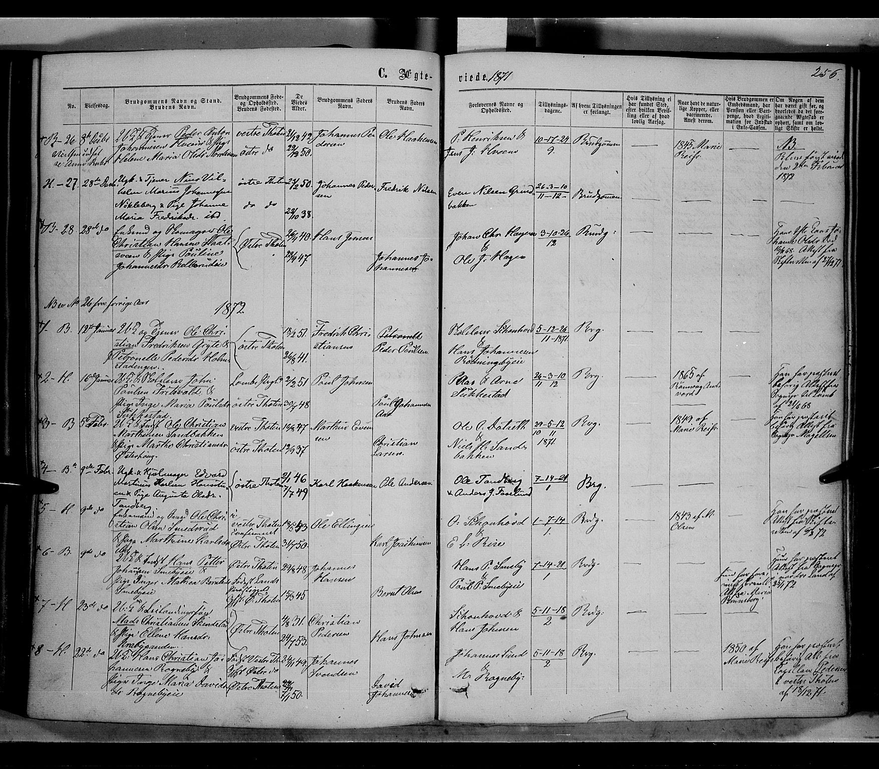 Østre Toten prestekontor, SAH/PREST-104/H/Ha/Haa/L0005: Parish register (official) no. 5, 1866-1877, p. 256