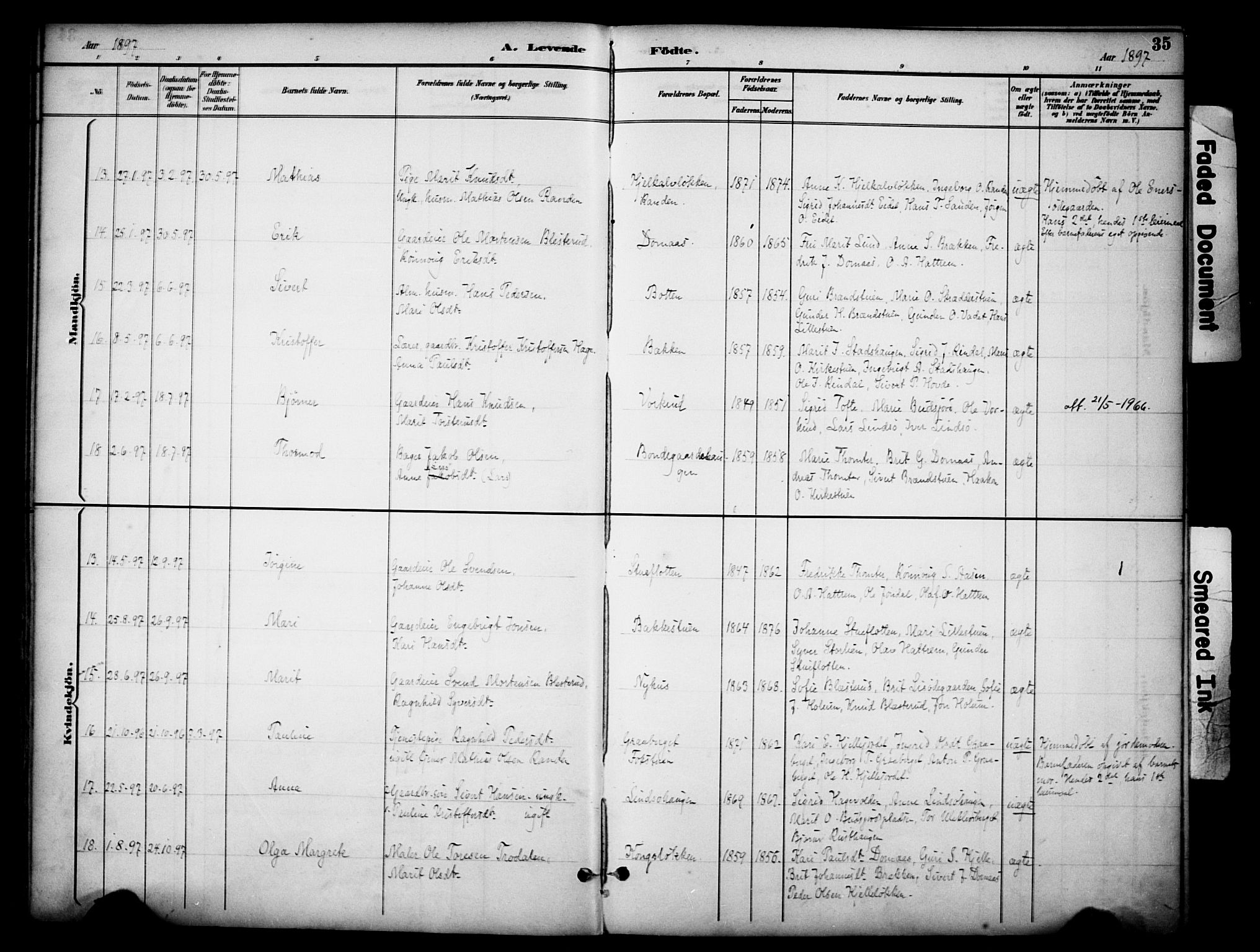 Dovre prestekontor, AV/SAH-PREST-066/H/Ha/Haa/L0003: Parish register (official) no. 3, 1891-1901, p. 35