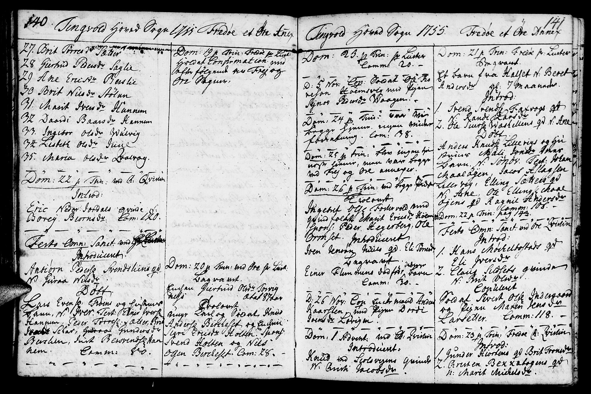 Ministerialprotokoller, klokkerbøker og fødselsregistre - Møre og Romsdal, SAT/A-1454/586/L0979: Parish register (official) no. 586A05, 1751-1776, p. 140-141