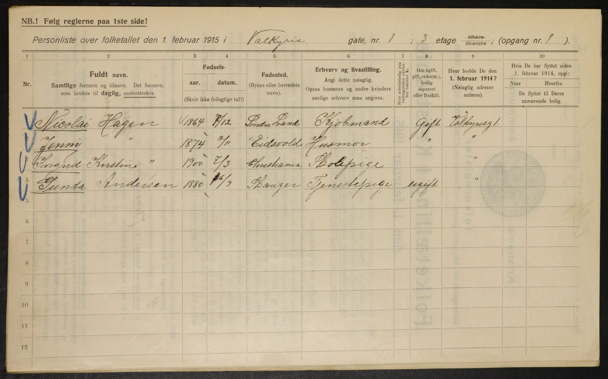 OBA, Municipal Census 1915 for Kristiania, 1915, p. 122279