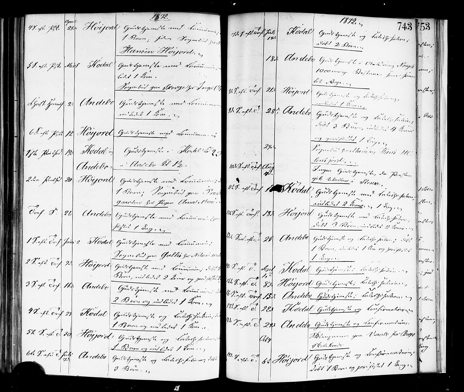 Andebu kirkebøker, SAKO/A-336/F/Fa/L0006: Parish register (official) no. 6, 1871-1878, p. 743