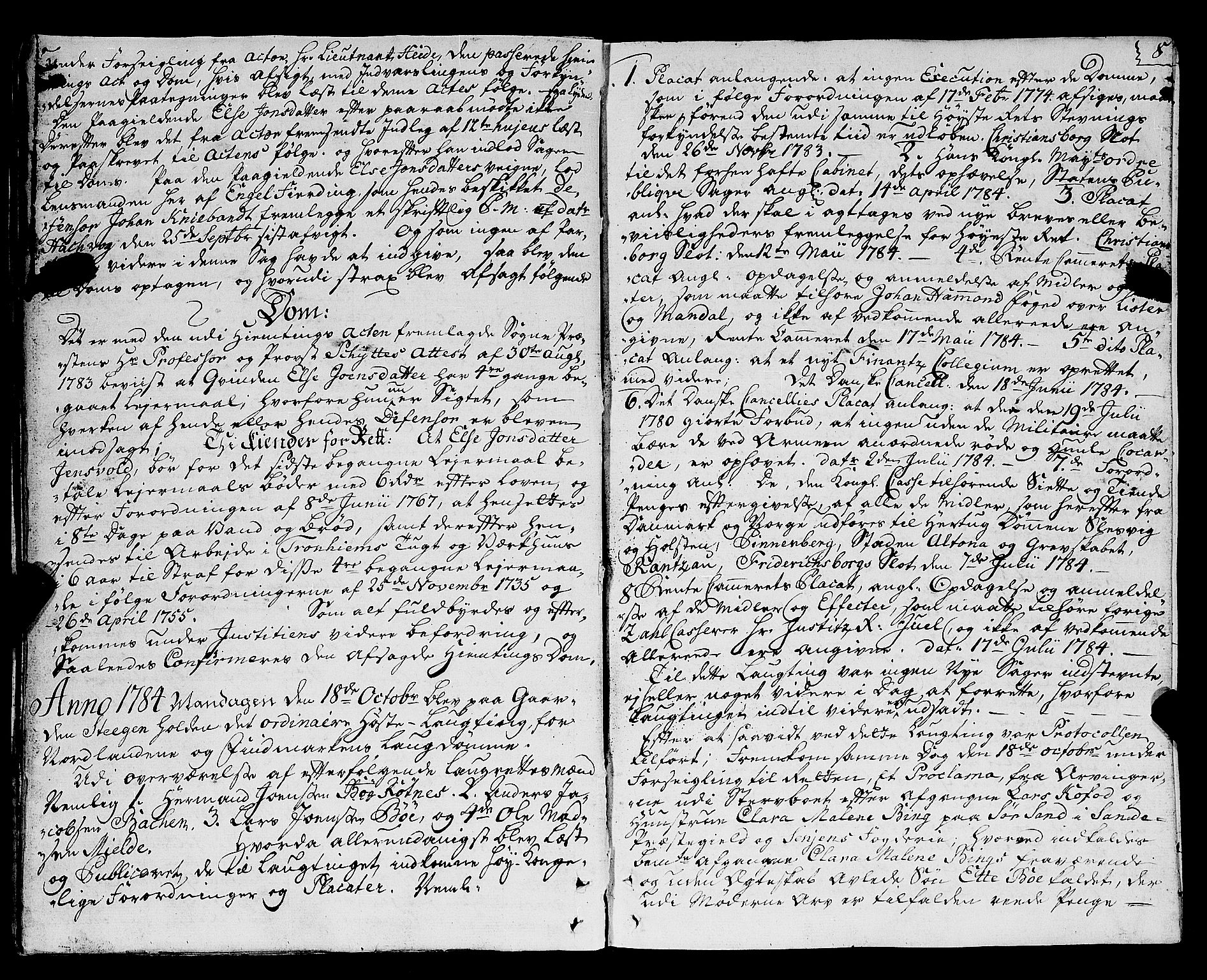 Nordland og Finnmarks lagstol, AV/SAT-A-5608/X/L0016: Lagtingsprotokoll, 1784-1797, p. 8