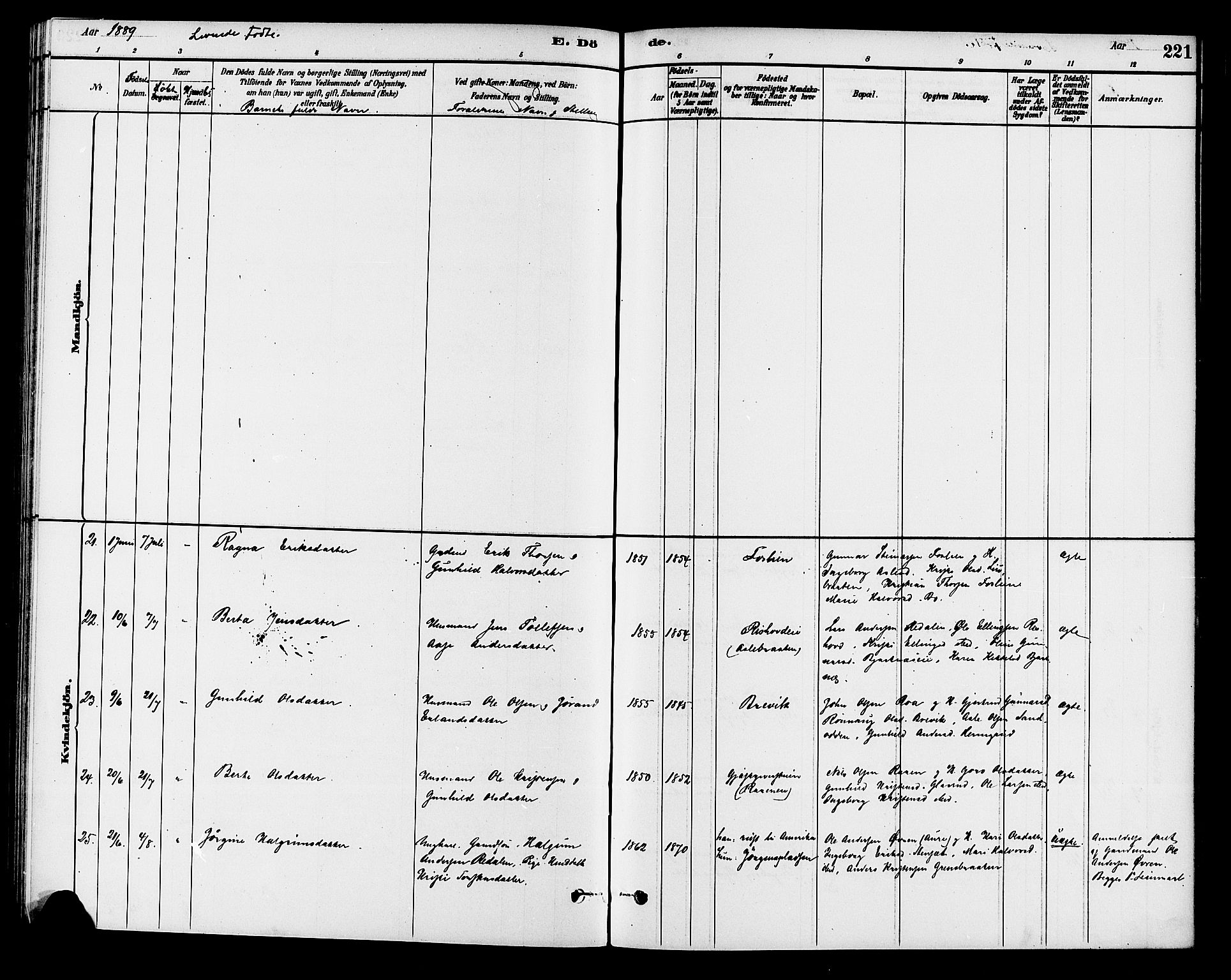 Krødsherad kirkebøker, AV/SAKO-A-19/G/Ga/L0001: Parish register (copy) no. 1, 1879-1893, p. 221