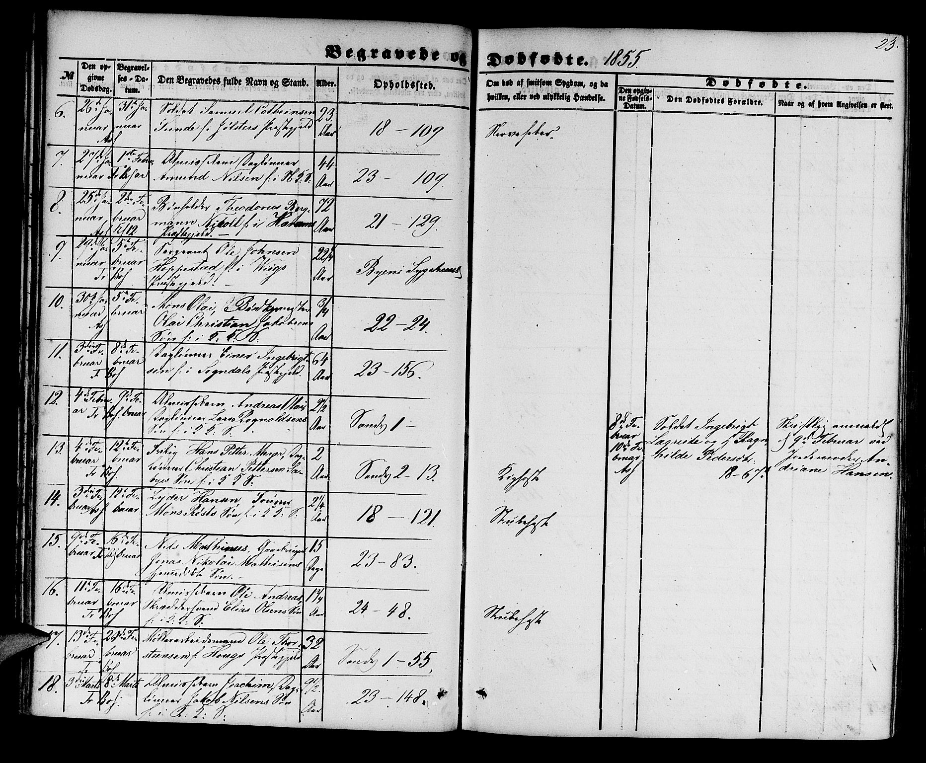 Korskirken sokneprestembete, AV/SAB-A-76101/H/Hab: Parish register (copy) no. E 2, 1851-1871, p. 23