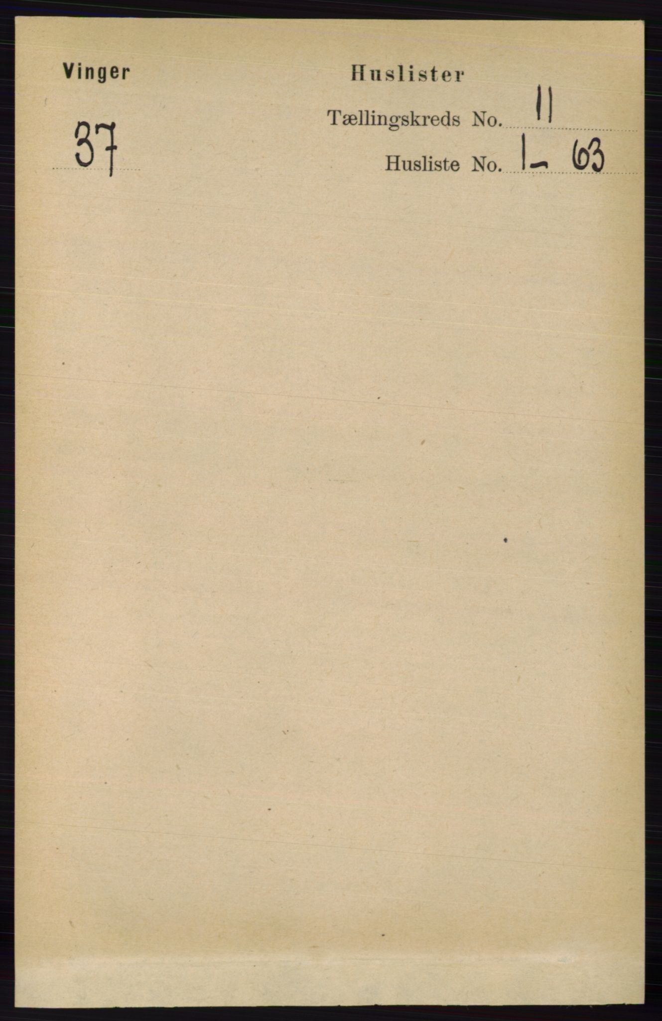 RA, 1891 census for 0421 Vinger, 1891, p. 5281