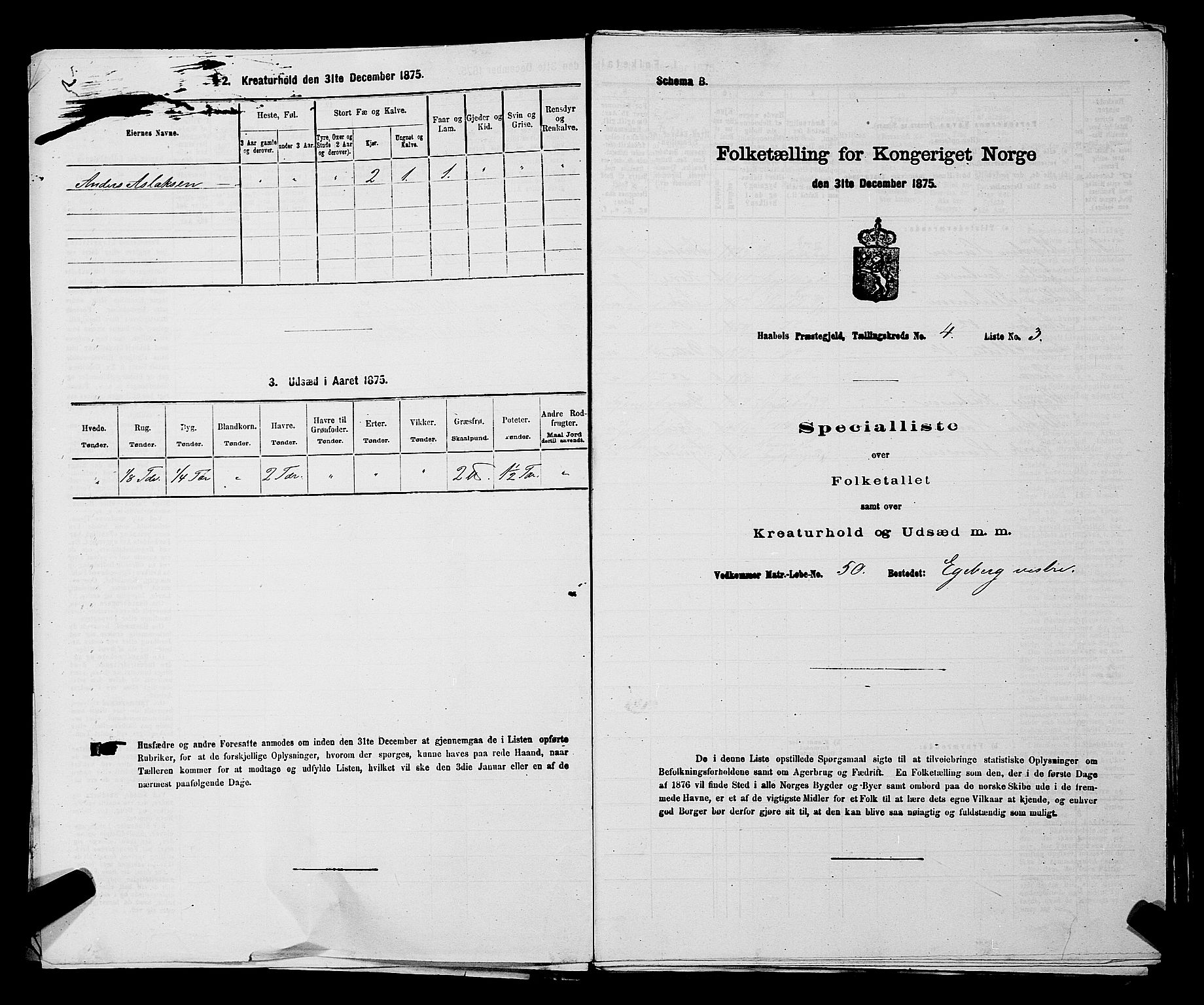 RA, 1875 census for 0138P Hobøl, 1875, p. 573