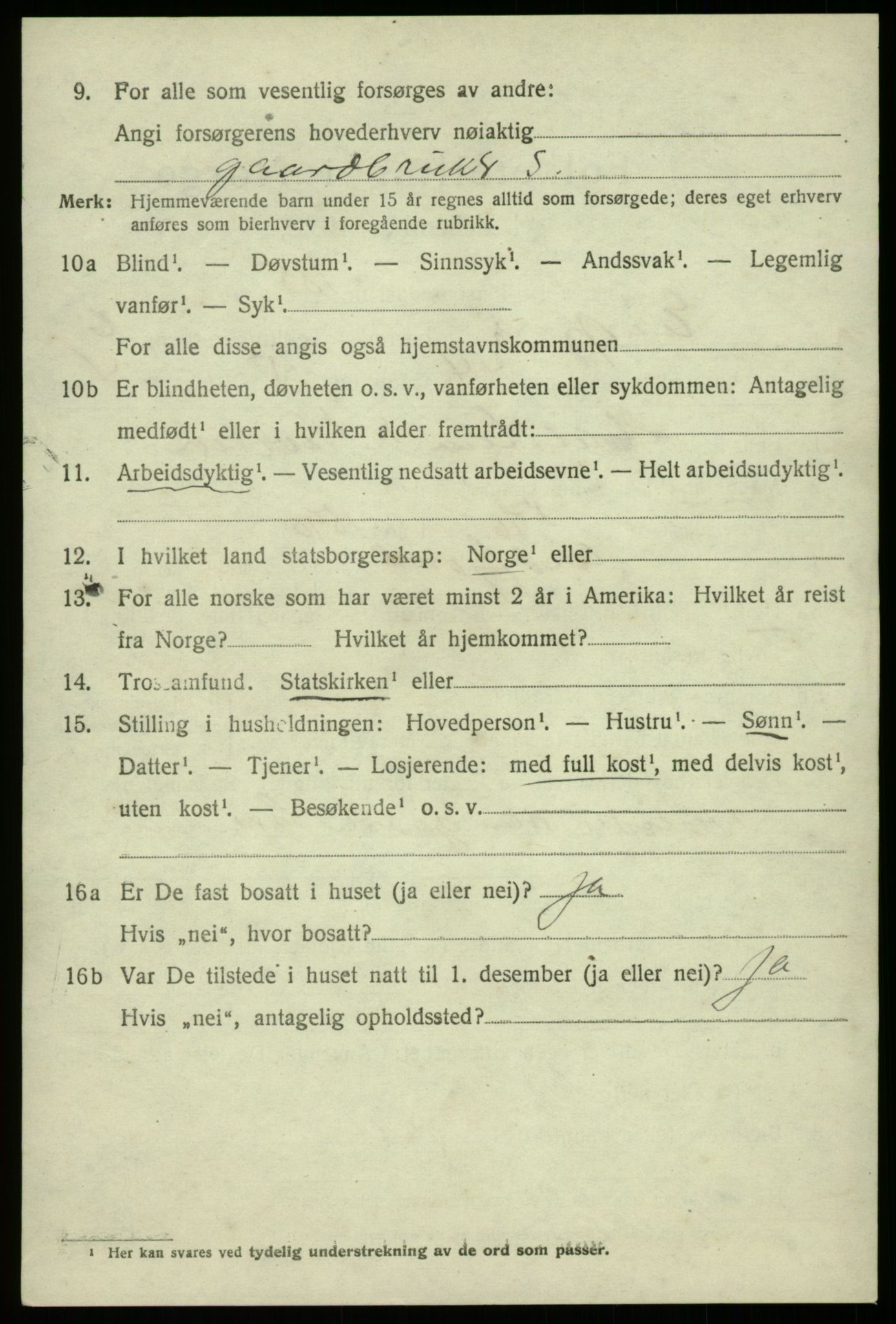 SAB, 1920 census for Eidfjord, 1920, p. 2289