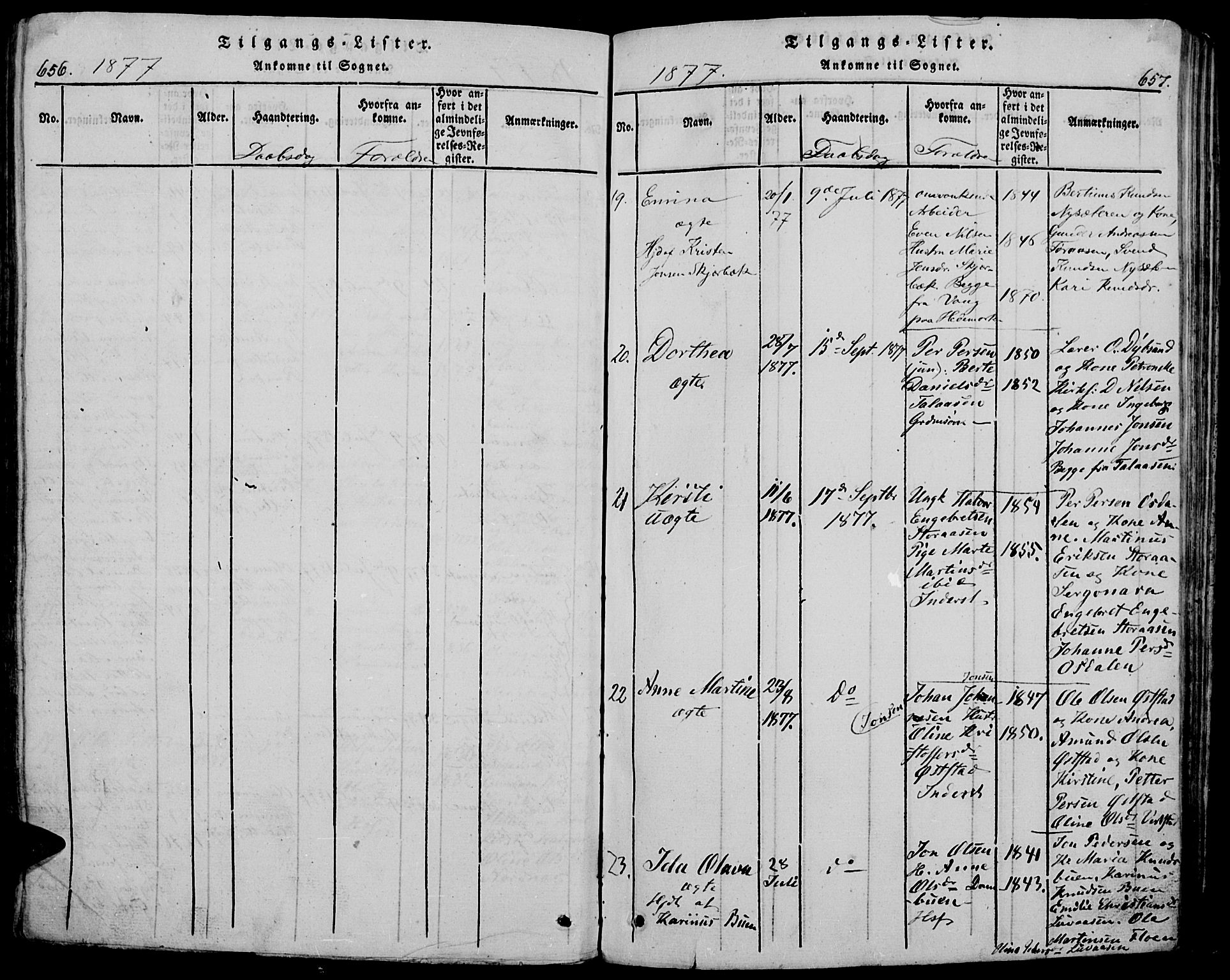 Trysil prestekontor, AV/SAH-PREST-046/H/Ha/Hab/L0005: Parish register (copy) no. 5, 1814-1877, p. 656-657
