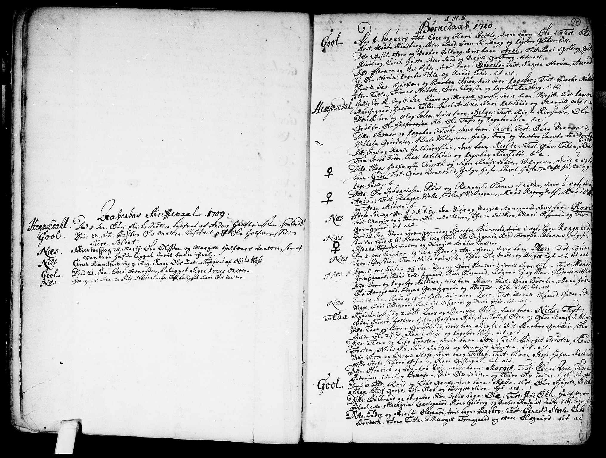 Nes kirkebøker, AV/SAKO-A-236/F/Fa/L0002: Parish register (official) no. 2, 1707-1759, p. 15