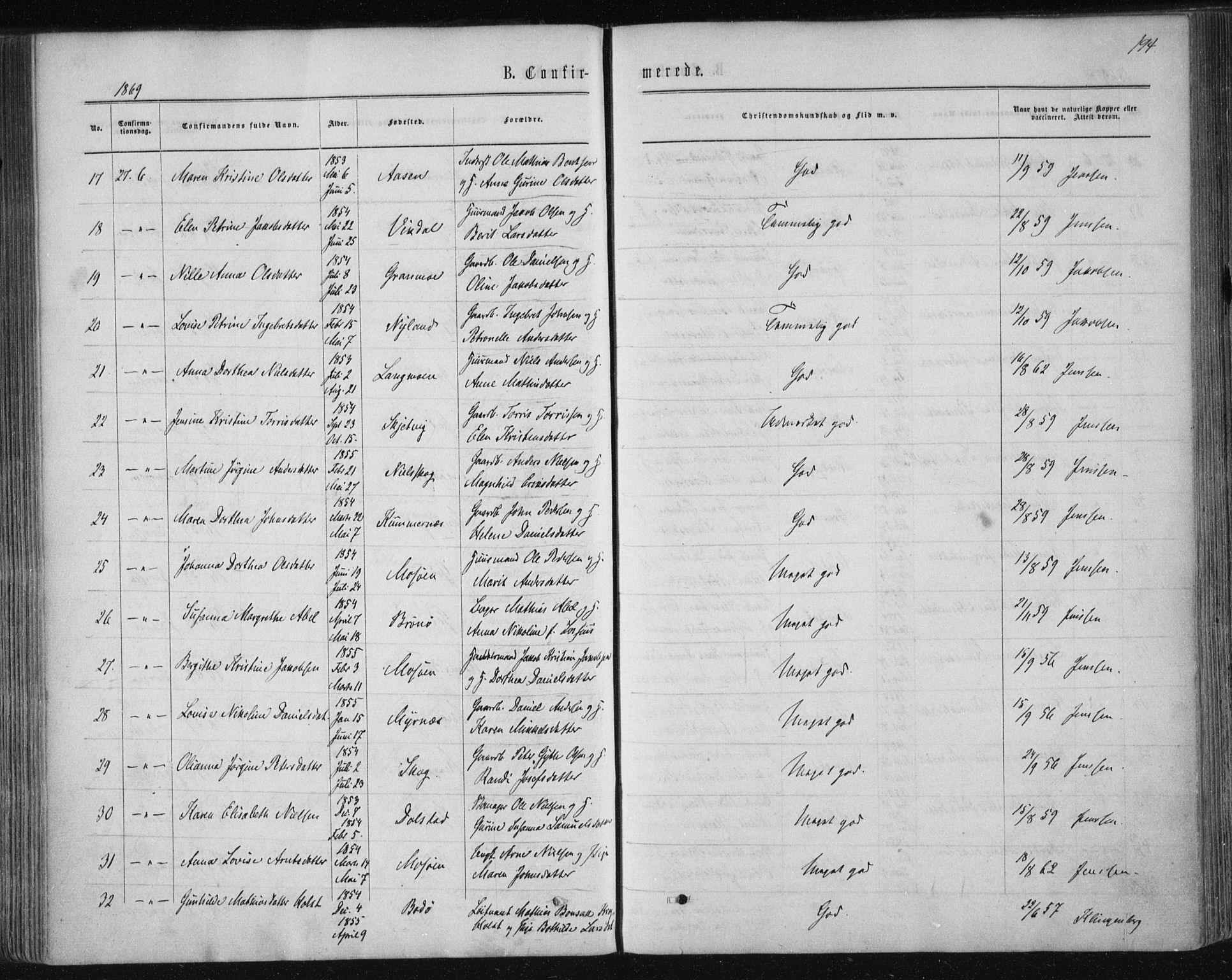 Ministerialprotokoller, klokkerbøker og fødselsregistre - Nordland, SAT/A-1459/820/L0294: Parish register (official) no. 820A15, 1866-1879, p. 194