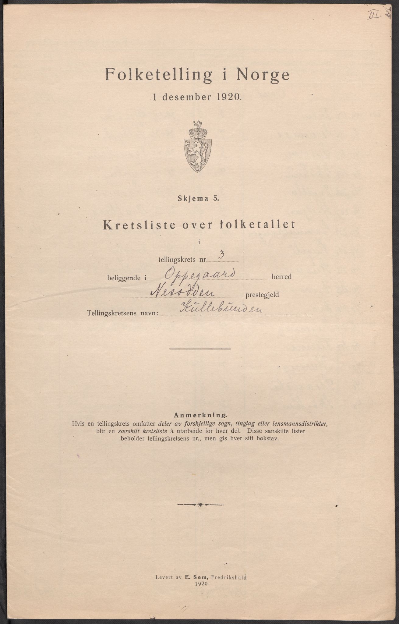 SAO, 1920 census for Oppegård, 1920, p. 23