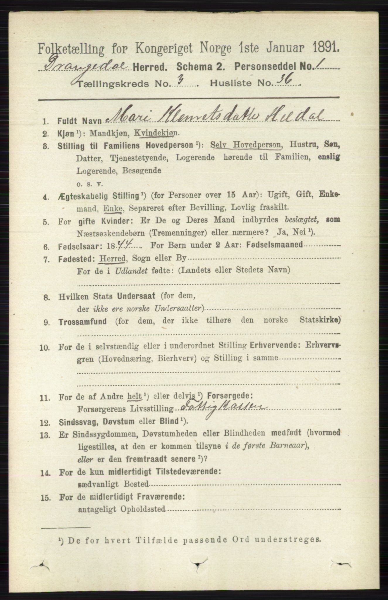 RA, 1891 census for 0817 Drangedal, 1891, p. 1094