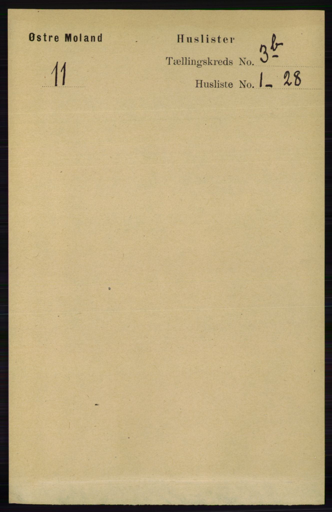 RA, 1891 census for 0918 Austre Moland, 1891, p. 1711