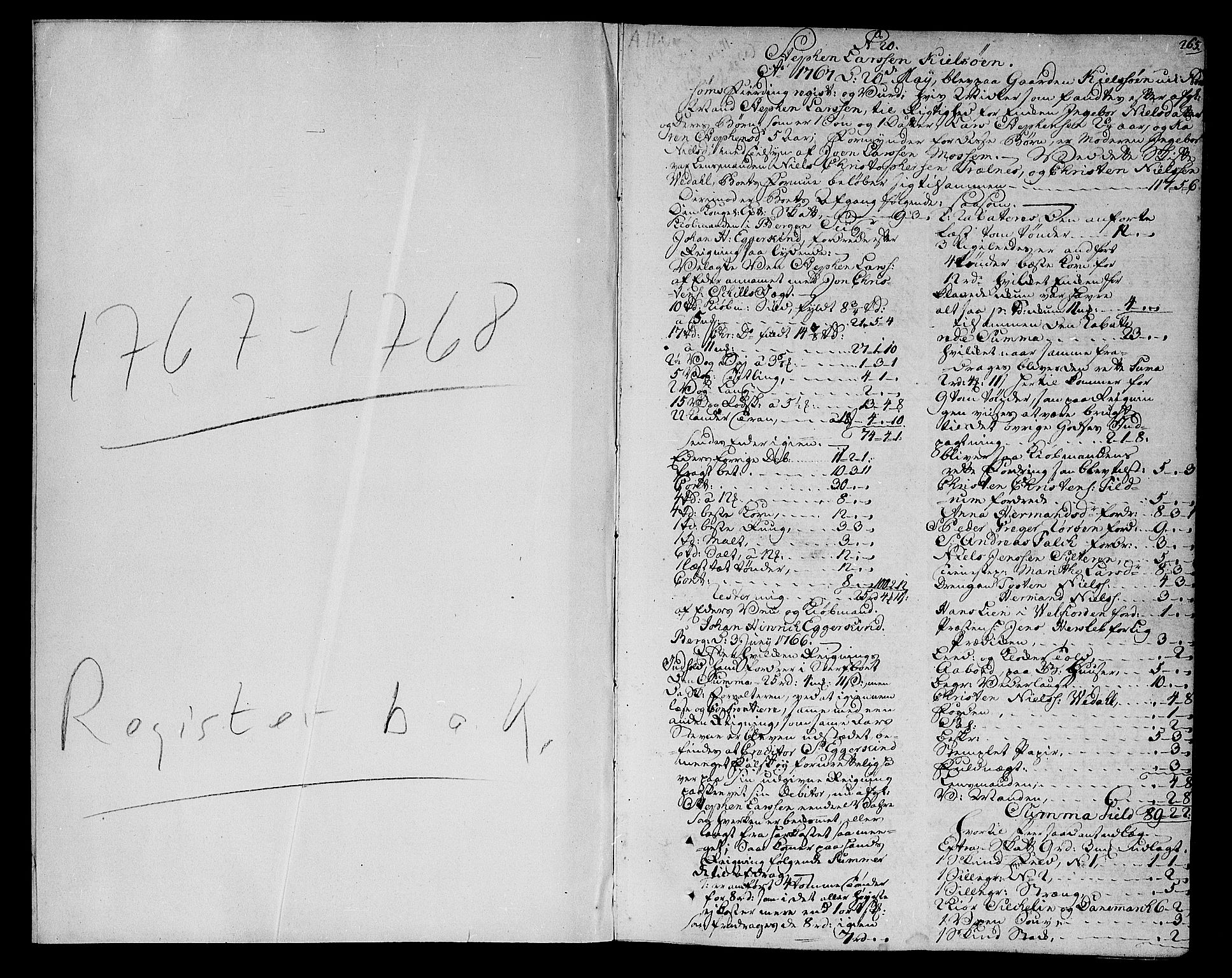 Helgeland sorenskriveri, SAT/A-0004/3/3A/L0056: Skifteprotokoll 11B, 1767-1768, p. 264b-265a