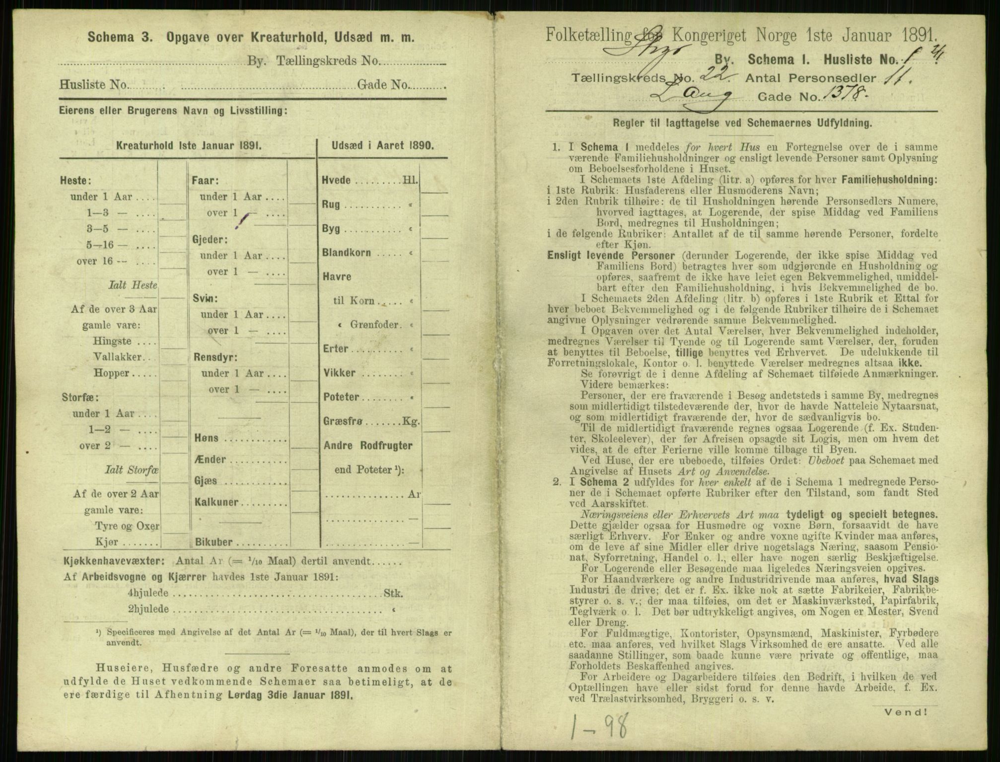 RA, 1891 census for 1103 Stavanger, 1891, p. 4175