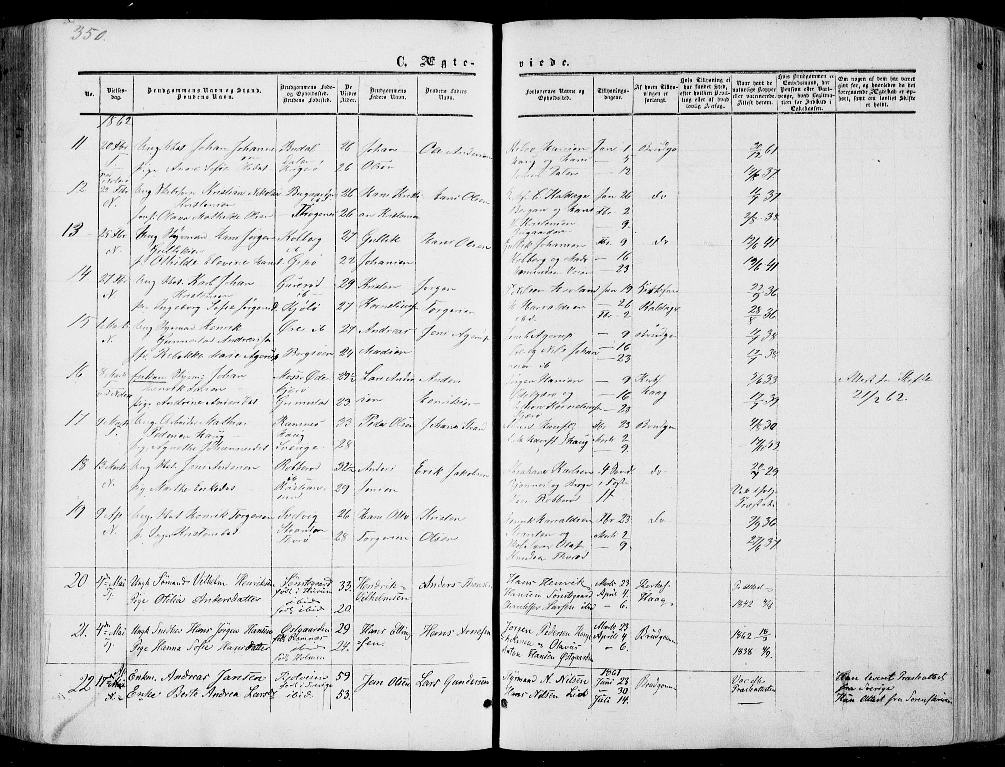 Nøtterøy kirkebøker, AV/SAKO-A-354/F/Fa/L0006: Parish register (official) no. I 6, 1852-1864, p. 350