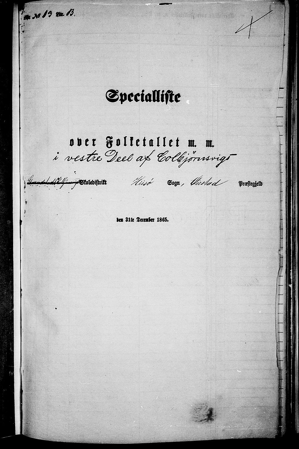 RA, 1865 census for Øyestad, 1865, p. 230