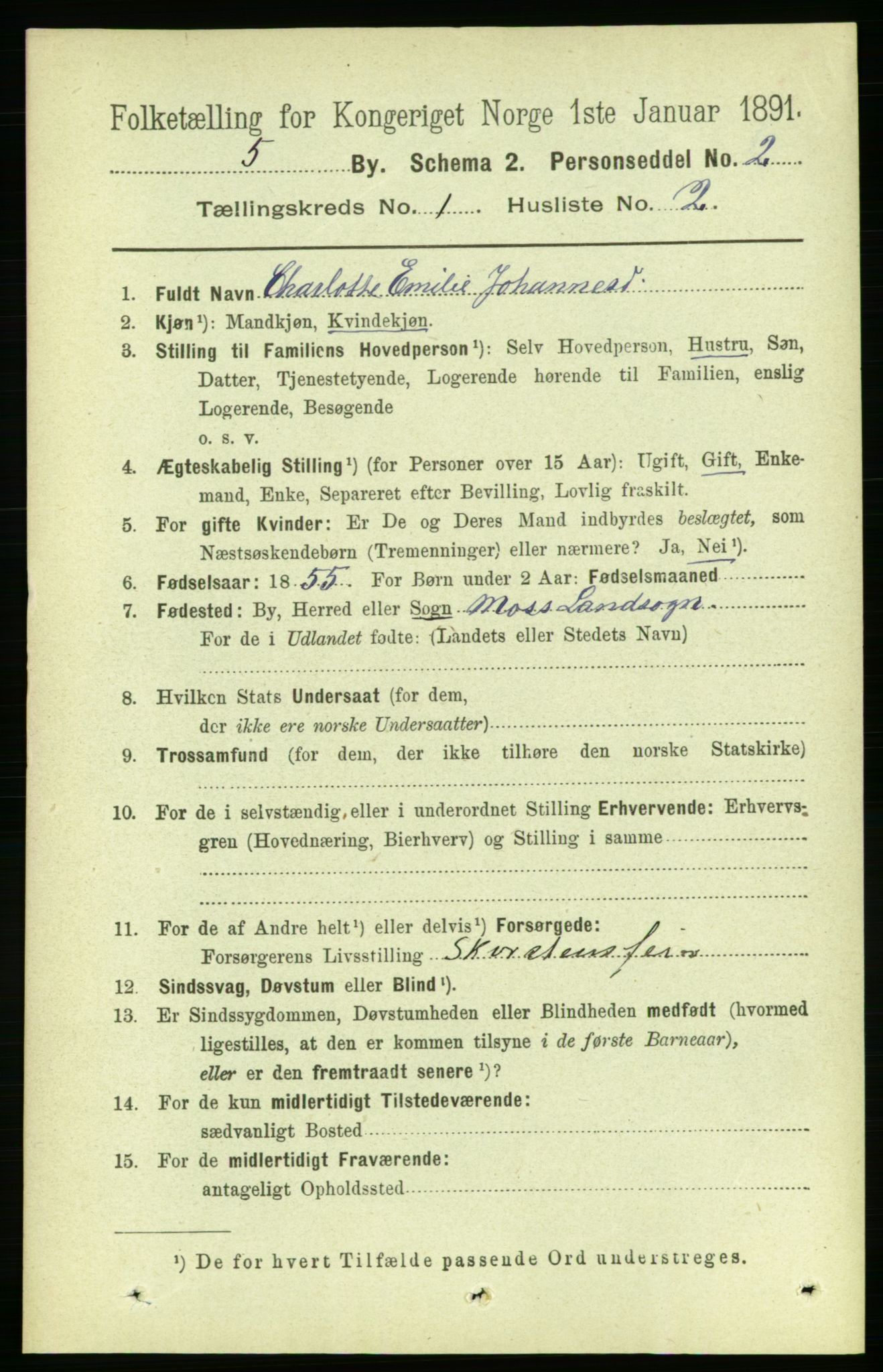 RA, 1891 census for 0201 Son, 1891, p. 15