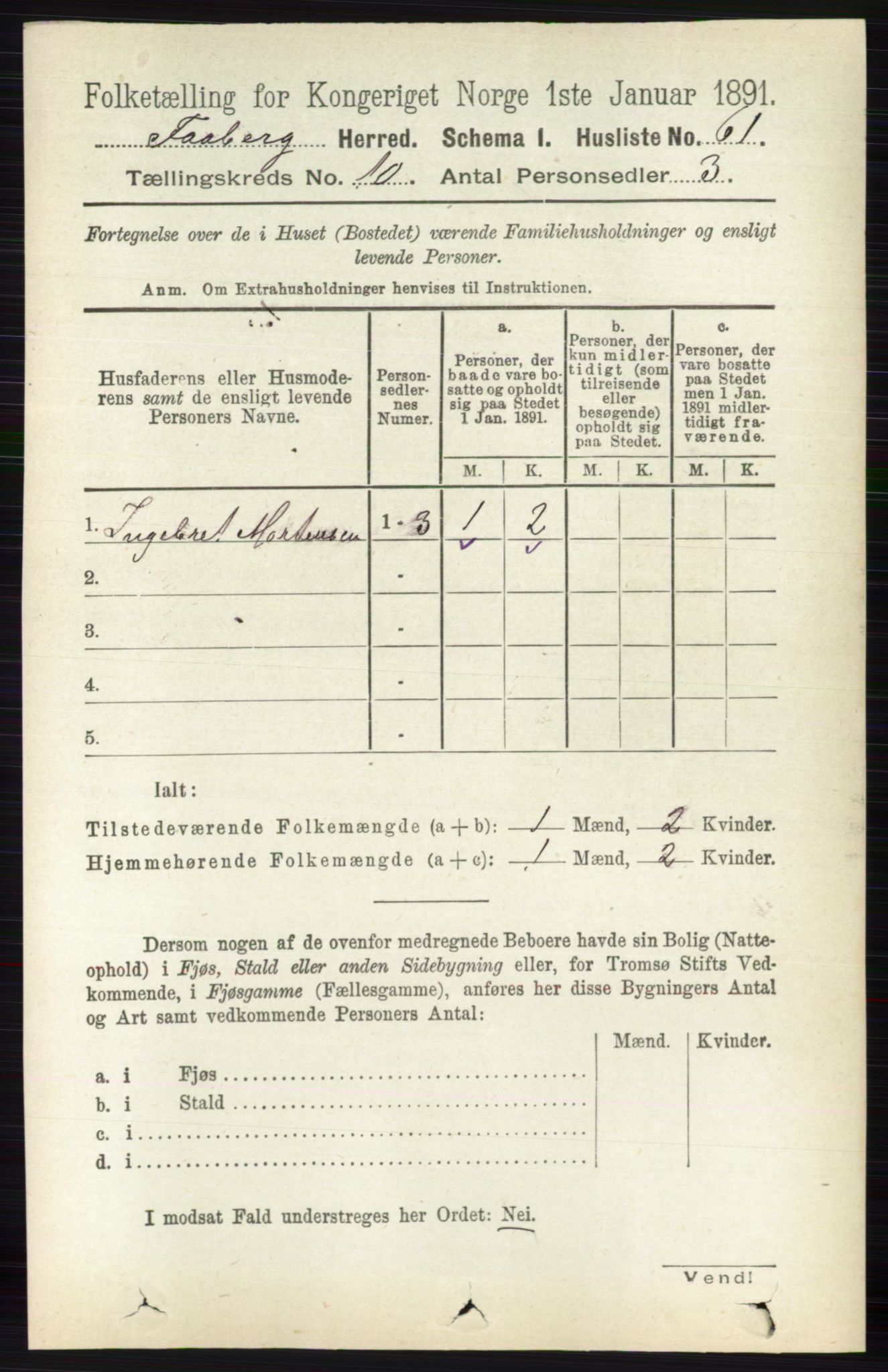 RA, 1891 census for 0524 Fåberg, 1891, p. 4099