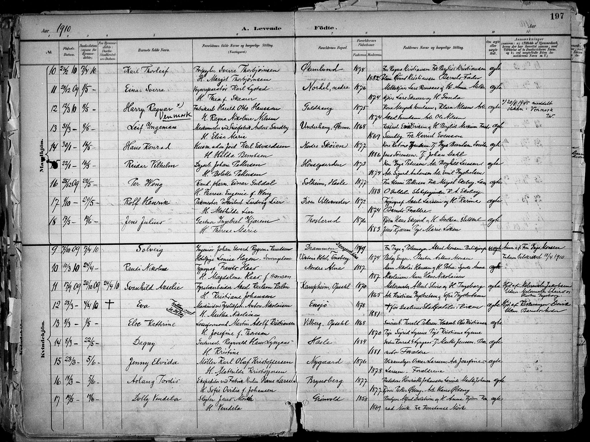 Østre Aker prestekontor Kirkebøker, AV/SAO-A-10840/F/Fa/L0010: Parish register (official) no. I 10, 1895-1912, p. 197