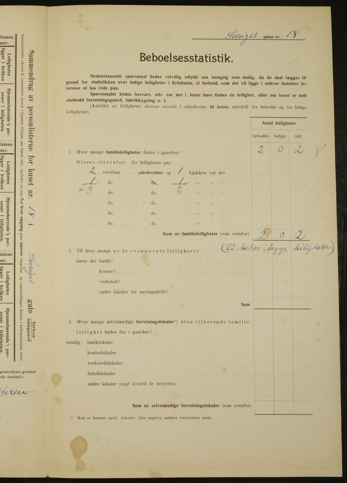 OBA, Municipal Census 1910 for Kristiania, 1910, p. 100482