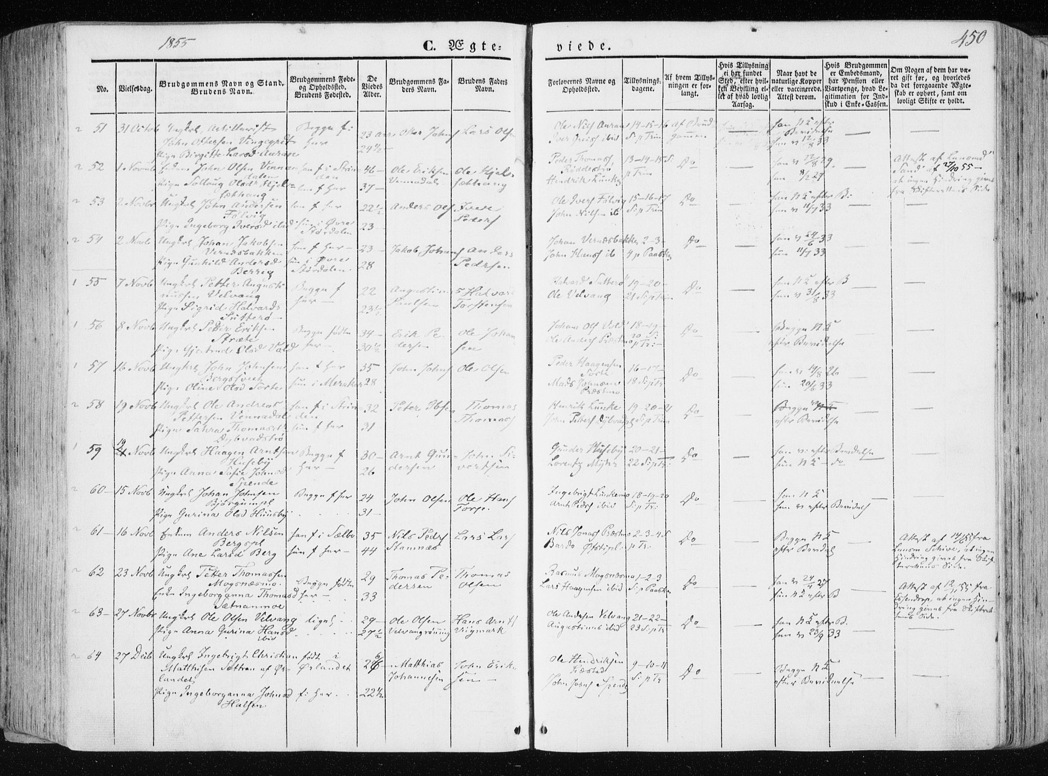 Ministerialprotokoller, klokkerbøker og fødselsregistre - Nord-Trøndelag, SAT/A-1458/709/L0074: Parish register (official) no. 709A14, 1845-1858, p. 450