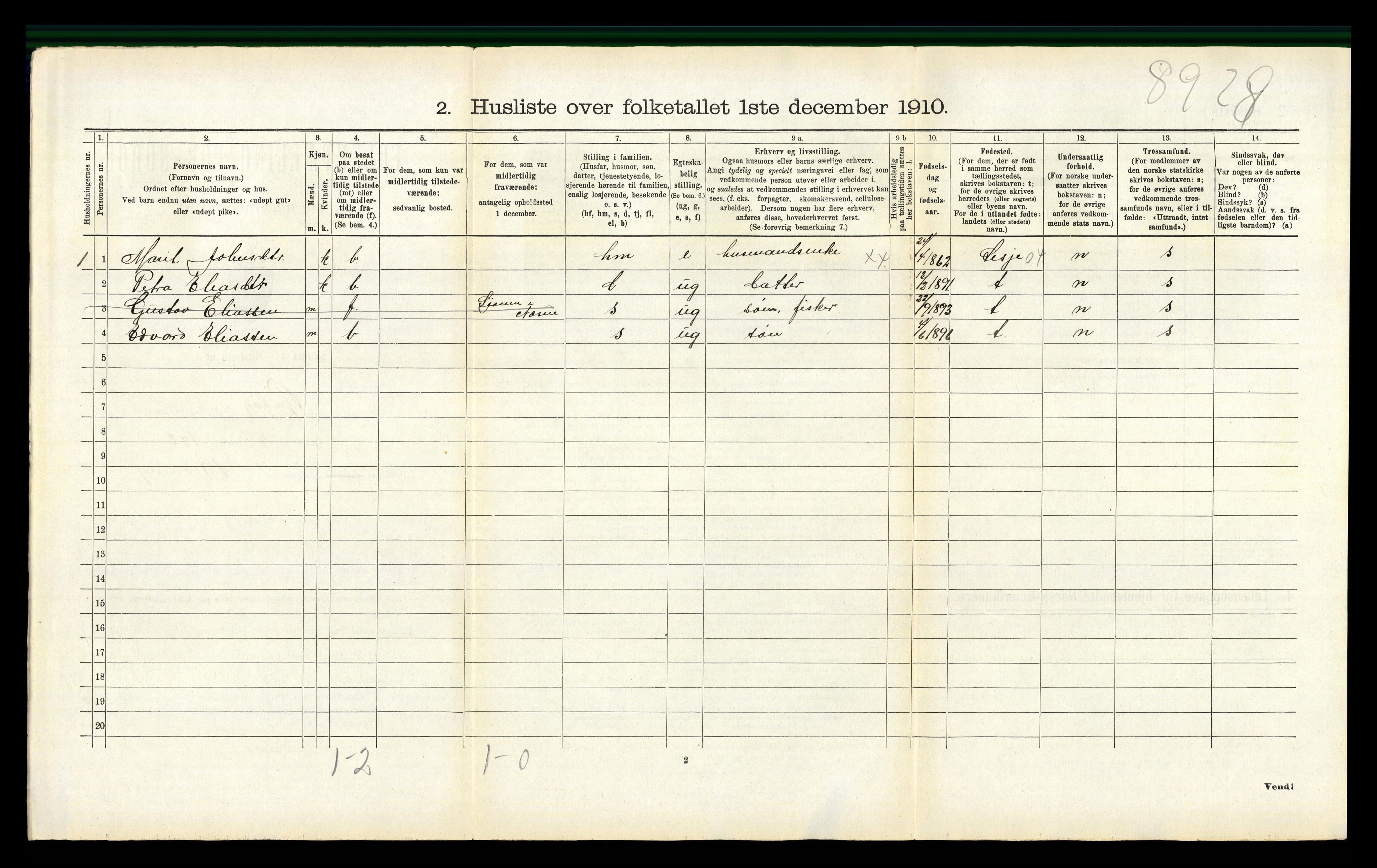 RA, 1910 census for Rødøy, 1910, p. 640