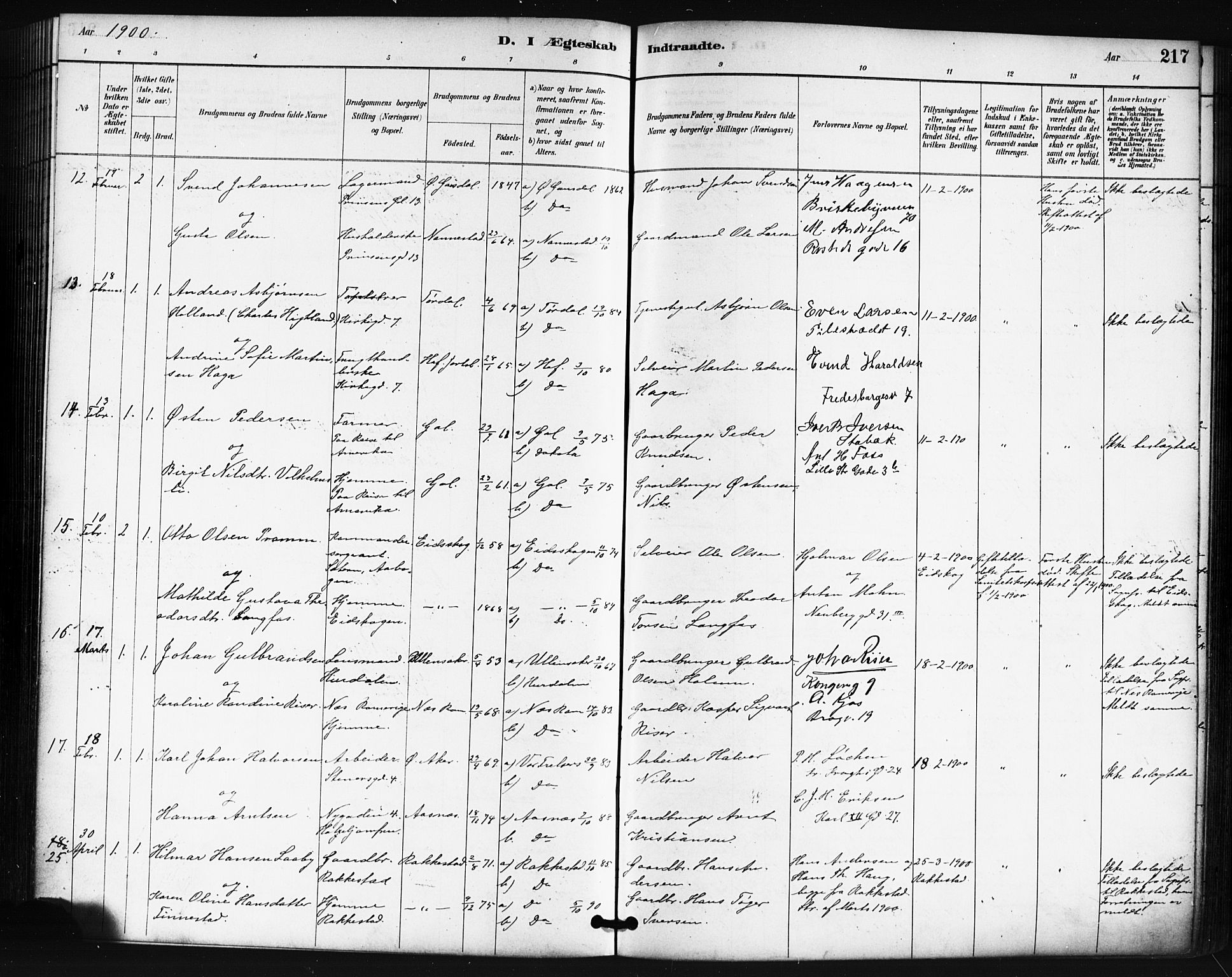 Oslo domkirke Kirkebøker, AV/SAO-A-10752/F/Fa/L0032: Parish register (official) no. 32, 1885-1902, p. 217