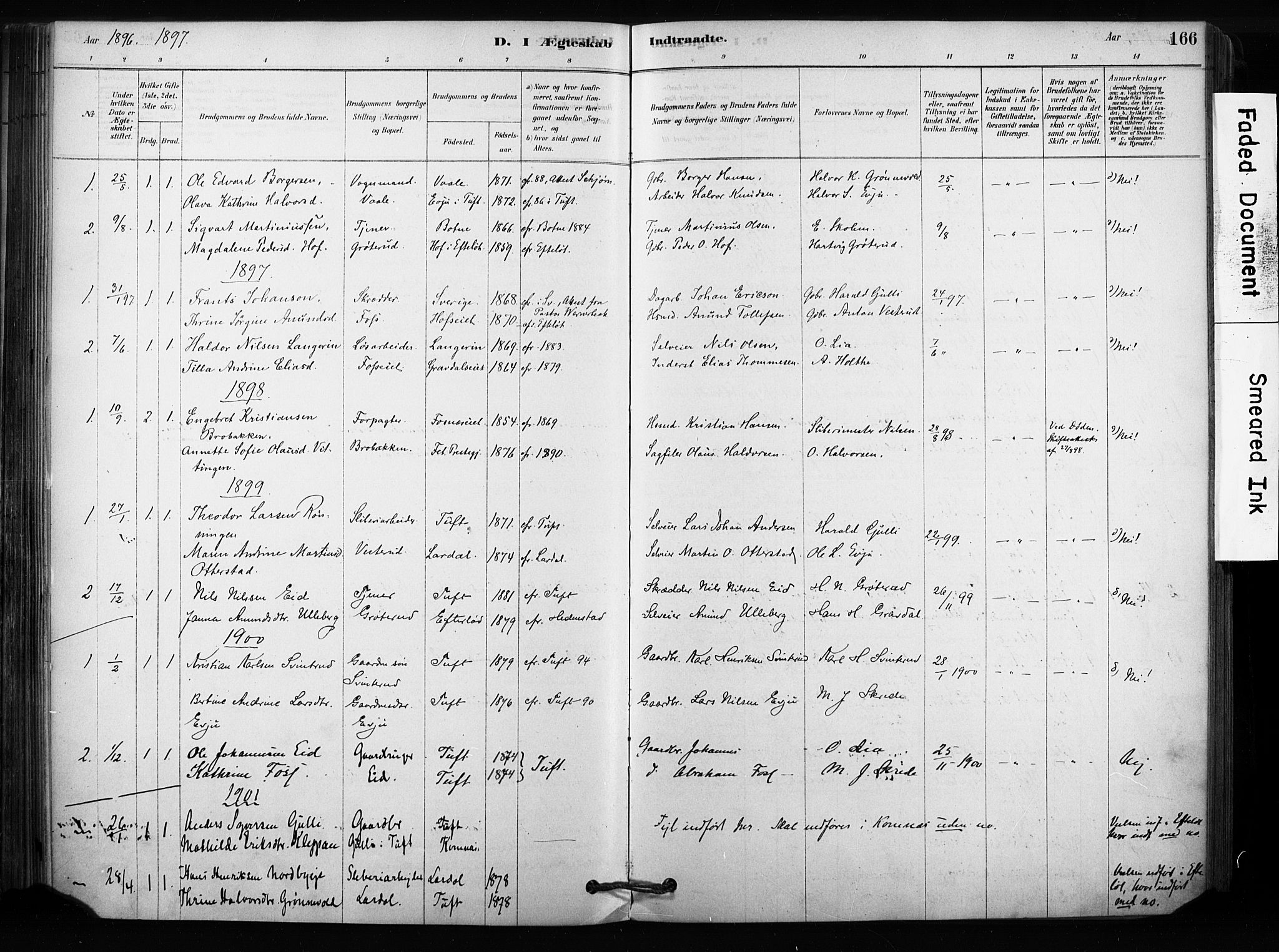 Sandsvær kirkebøker, SAKO/A-244/F/Fc/L0001: Parish register (official) no. III 1, 1878-1923, p. 166