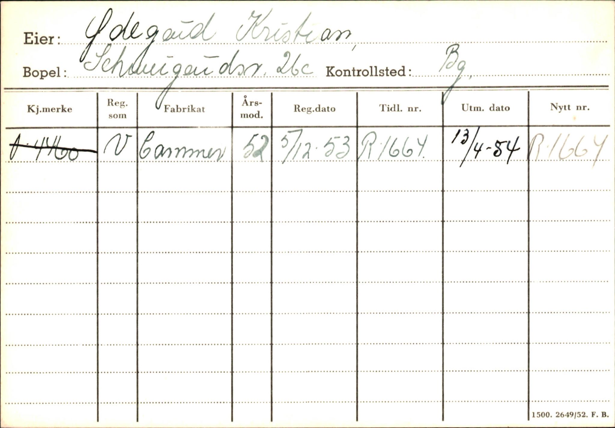 Statens vegvesen, Hordaland vegkontor, AV/SAB-A-5201/2/Hb/L0037: O-eierkort W-P, 1920-1971, p. 1041