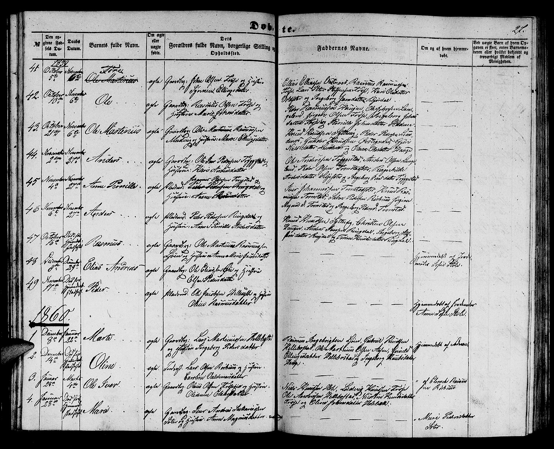Ministerialprotokoller, klokkerbøker og fødselsregistre - Møre og Romsdal, SAT/A-1454/517/L0228: Parish register (copy) no. 517C01, 1854-1865, p. 27