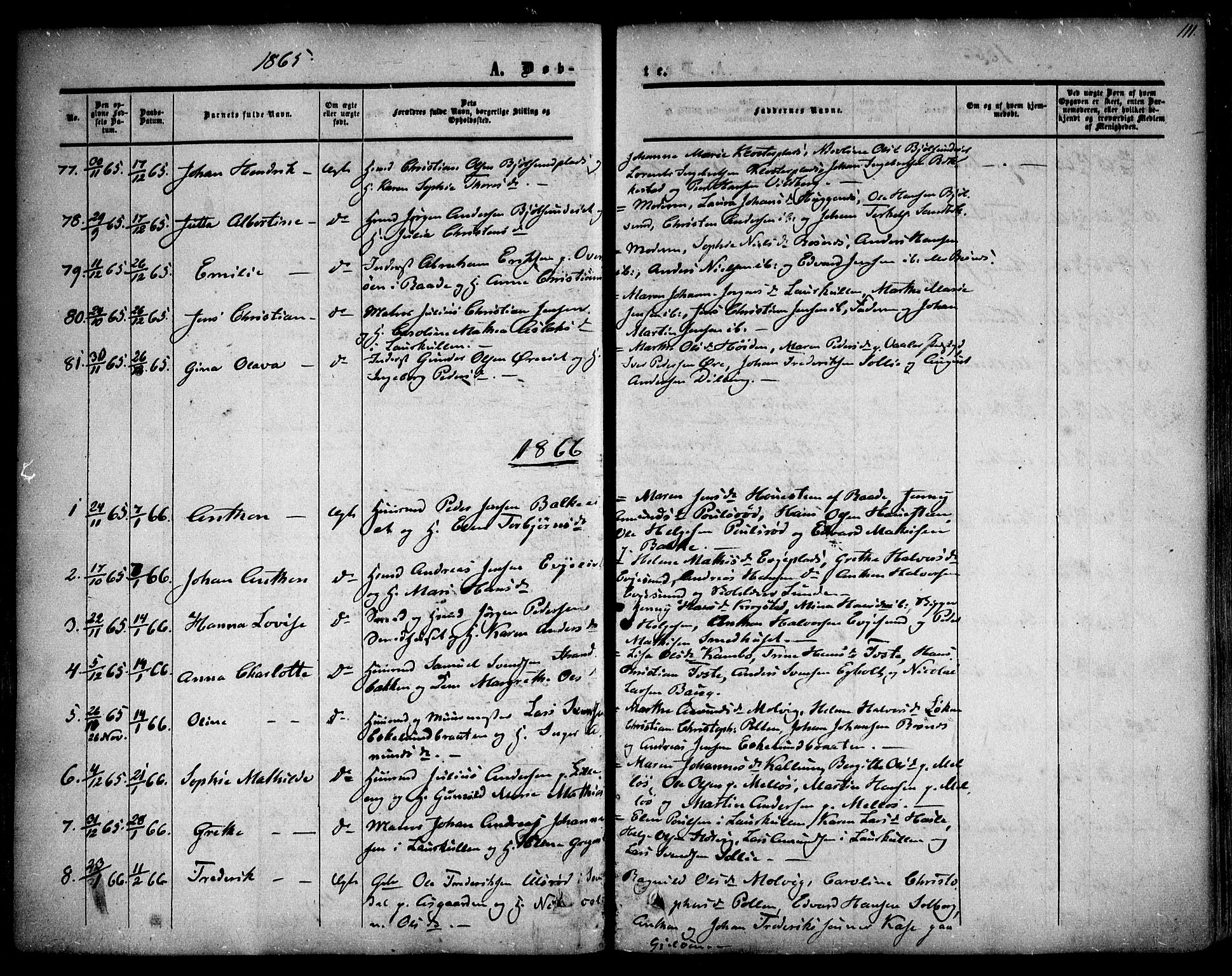 Rygge prestekontor Kirkebøker, SAO/A-10084b/F/Fa/L0005: Parish register (official) no. 5, 1852-1871, p. 111