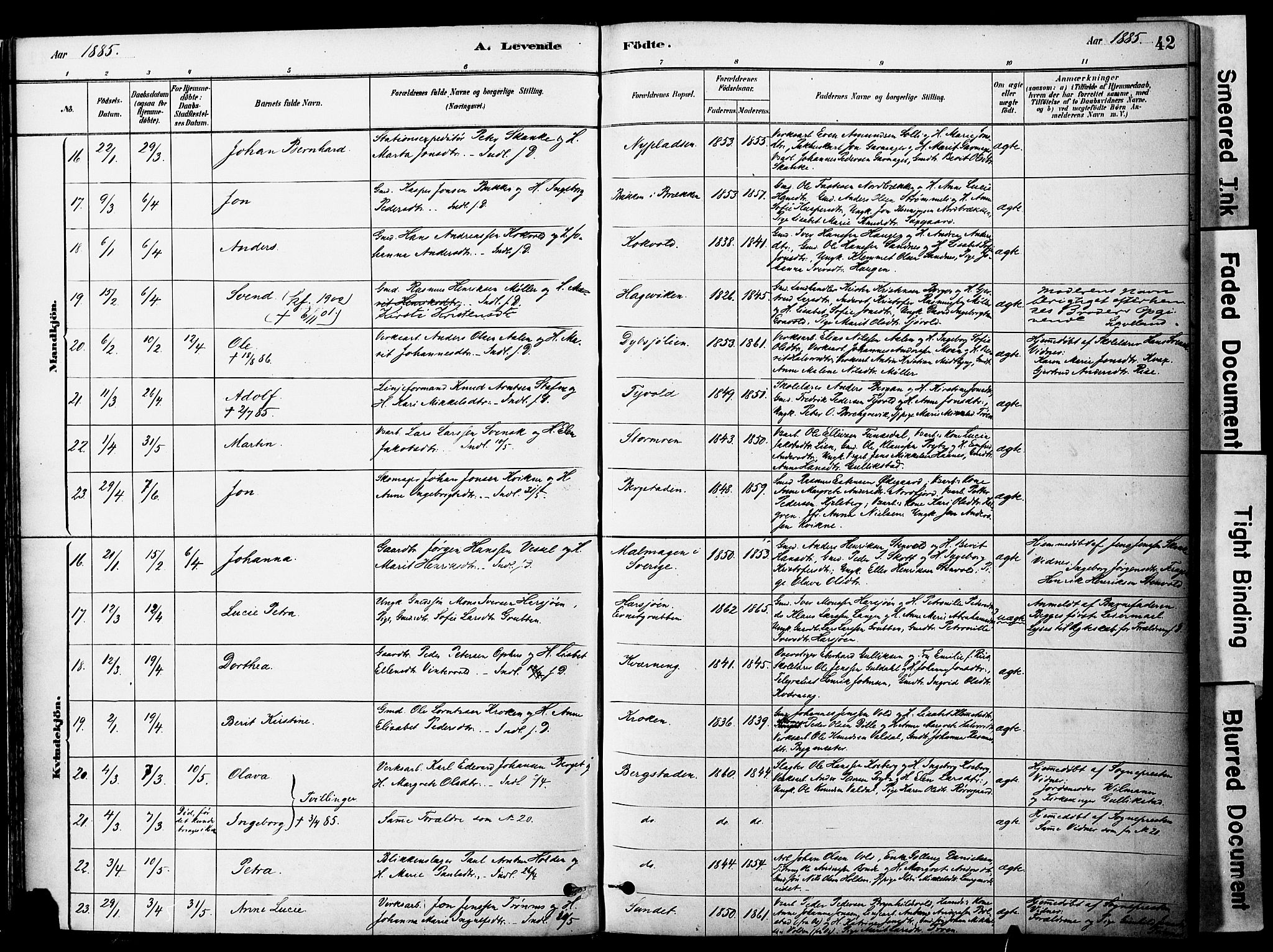 Ministerialprotokoller, klokkerbøker og fødselsregistre - Sør-Trøndelag, SAT/A-1456/681/L0933: Parish register (official) no. 681A11, 1879-1890, p. 42