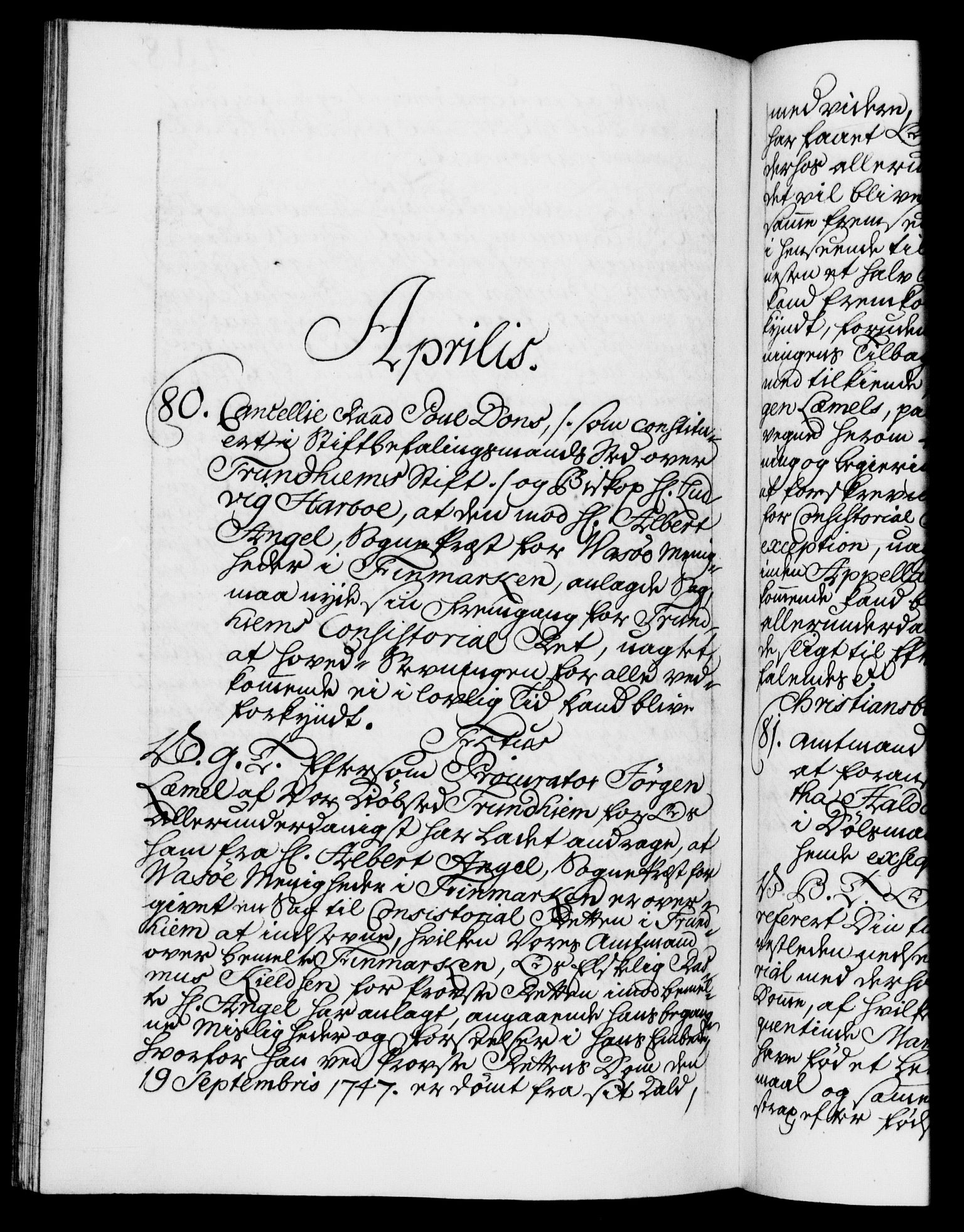 Danske Kanselli 1572-1799, AV/RA-EA-3023/F/Fc/Fca/Fcab/L0031: Norske tegnelser, 1746-1748, p. 418b