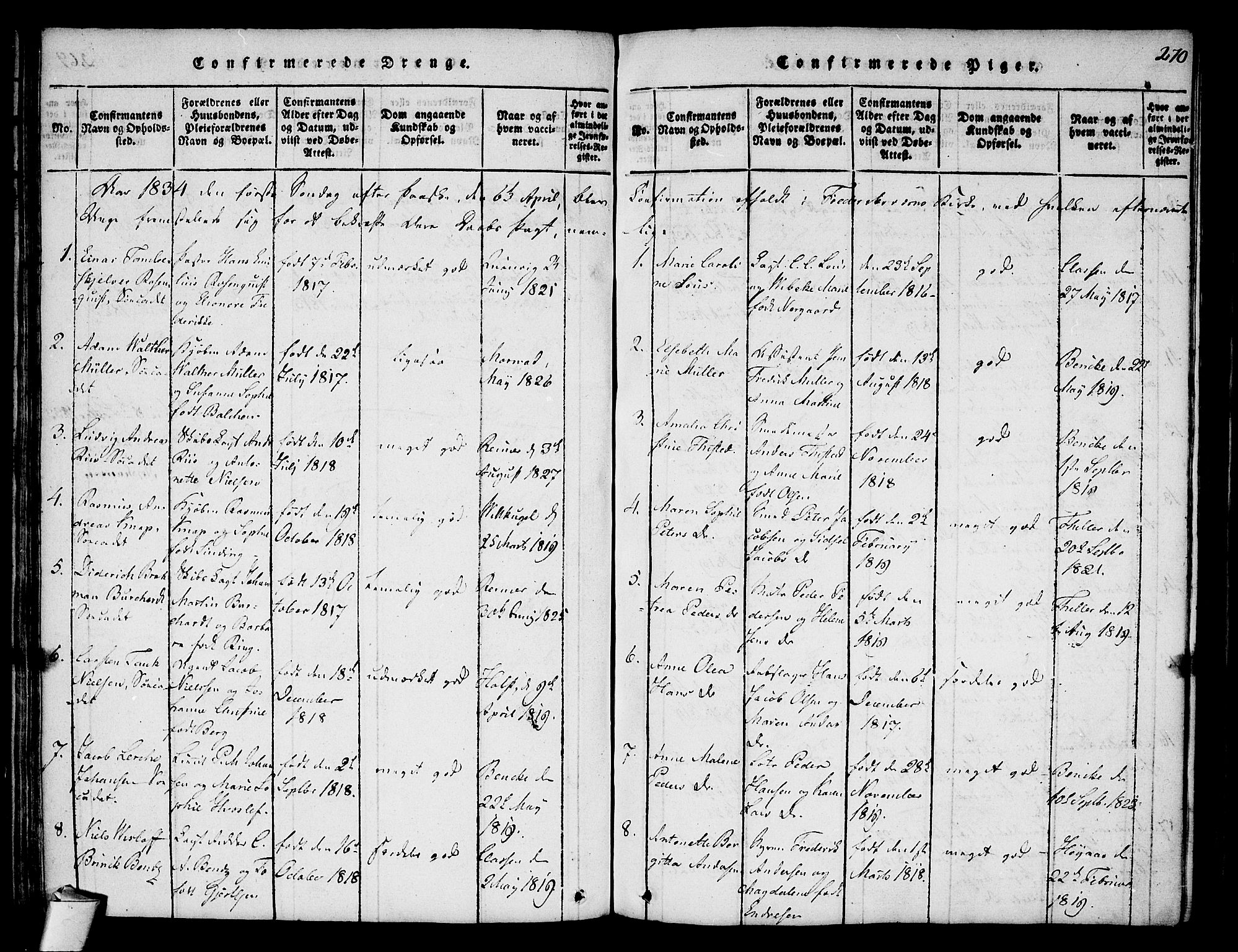 Stavern kirkebøker, AV/SAKO-A-318/F/Fa/L0006: Parish register (official) no. 6, 1816-1839, p. 270