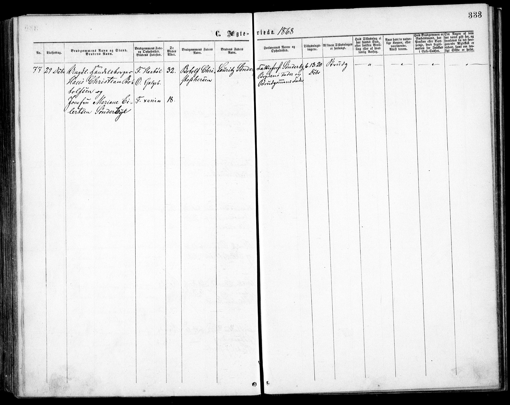 Grønland prestekontor Kirkebøker, AV/SAO-A-10848/F/Fa/L0003: Parish register (official) no. 3, 1862-1868, p. 333