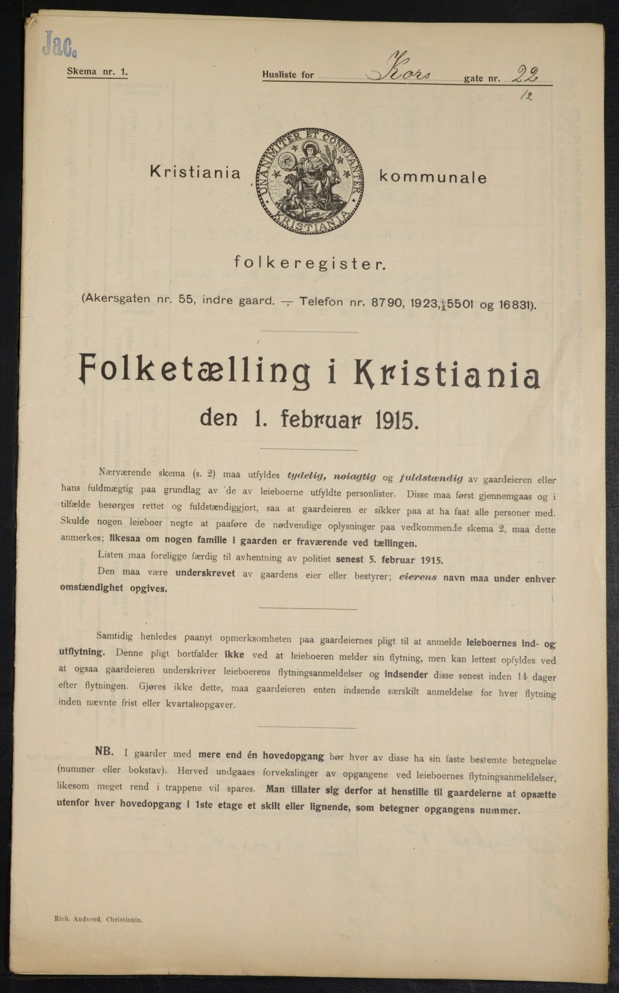 OBA, Municipal Census 1915 for Kristiania, 1915, p. 53148