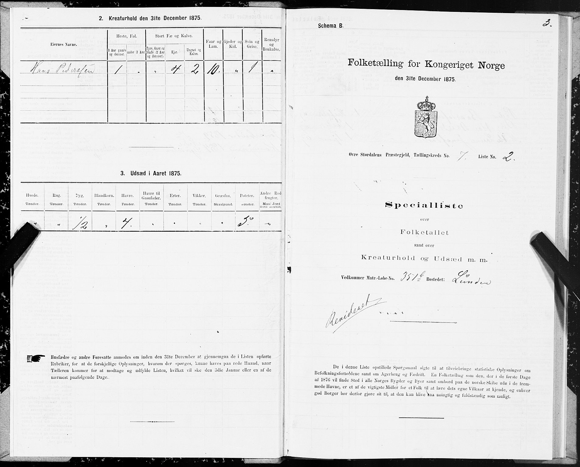 SAT, 1875 census for 1711P Øvre Stjørdal, 1875, p. 4003