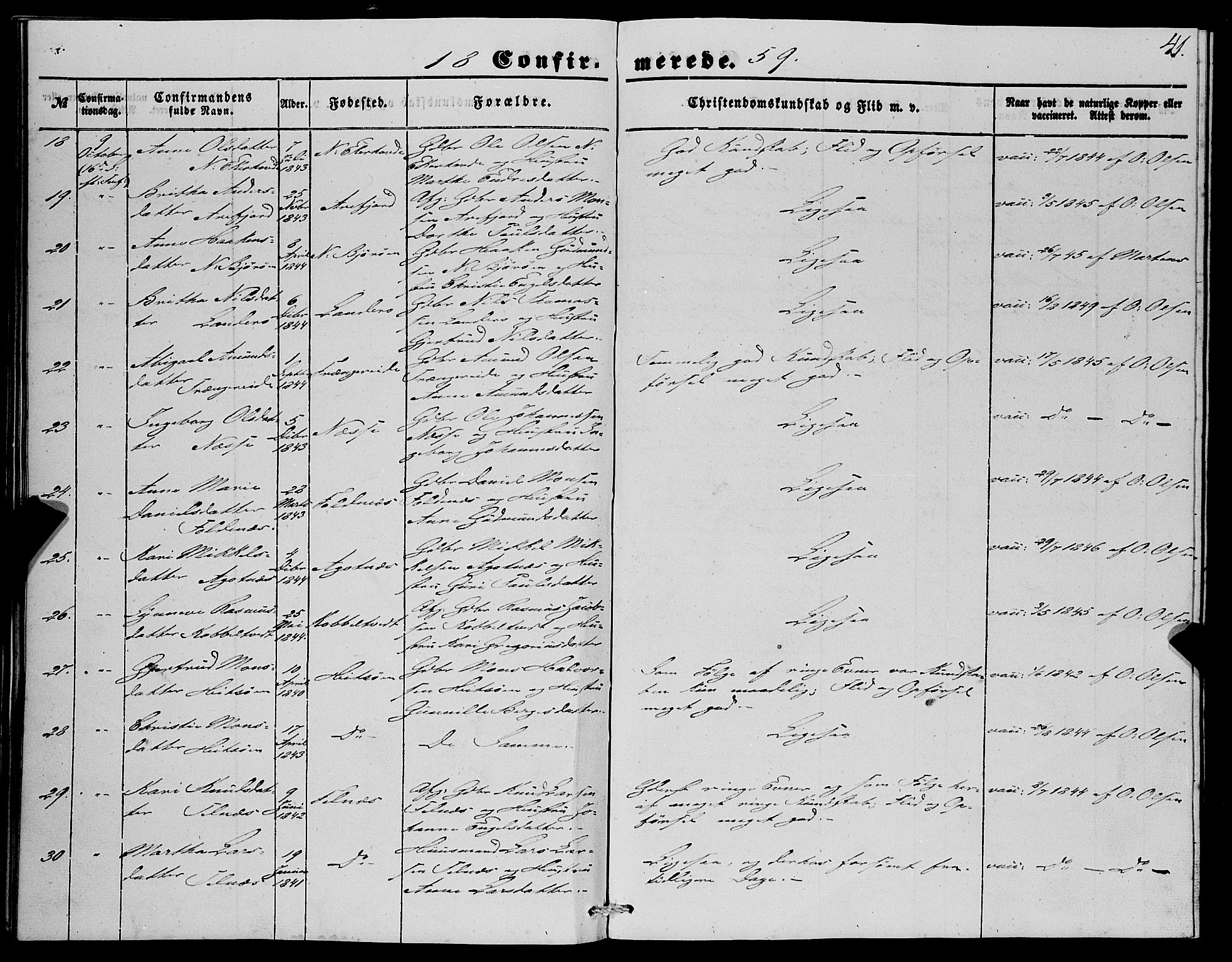 Fjell sokneprestembete, SAB/A-75301/H/Haa: Parish register (official) no. A 4, 1851-1870, p. 41