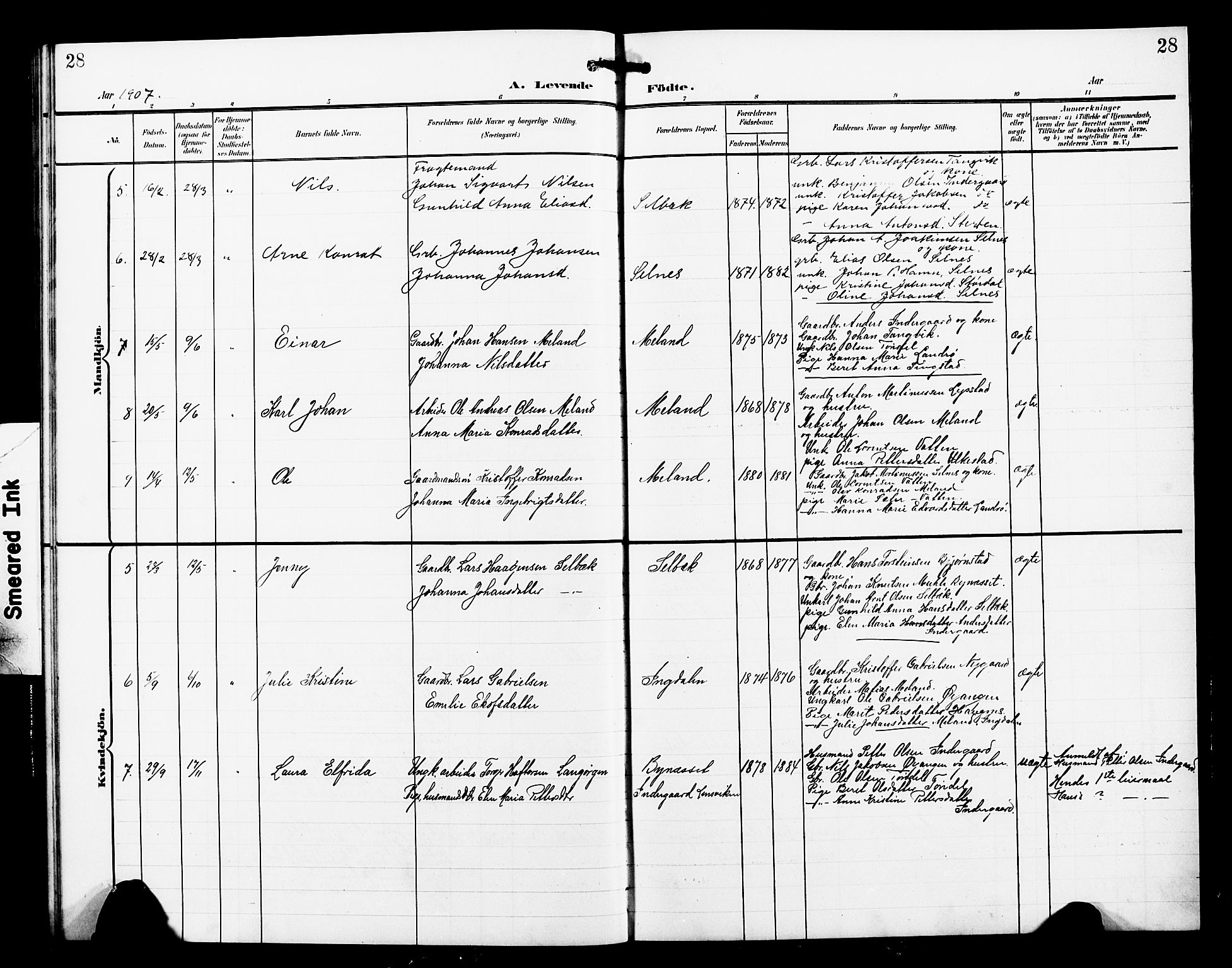 Ministerialprotokoller, klokkerbøker og fødselsregistre - Sør-Trøndelag, SAT/A-1456/663/L0763: Parish register (copy) no. 663C03, 1899-1908, p. 28