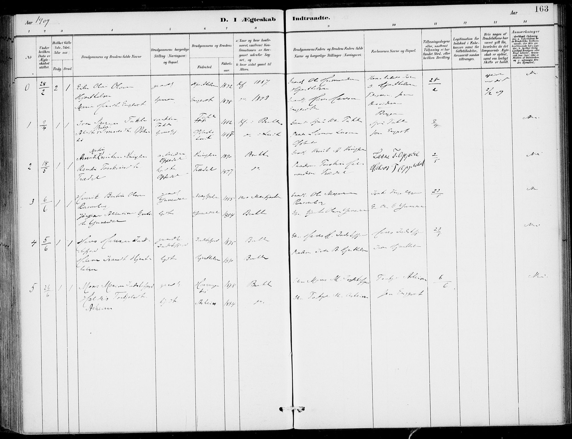 Gulen sokneprestembete, AV/SAB-A-80201/H/Haa/Haac/L0002: Parish register (official) no. C  2, 1882-1914, p. 163