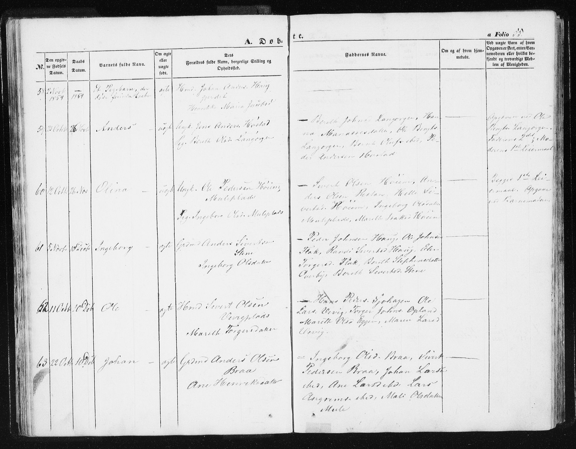 Ministerialprotokoller, klokkerbøker og fødselsregistre - Sør-Trøndelag, SAT/A-1456/612/L0376: Parish register (official) no. 612A08, 1846-1859, p. 55