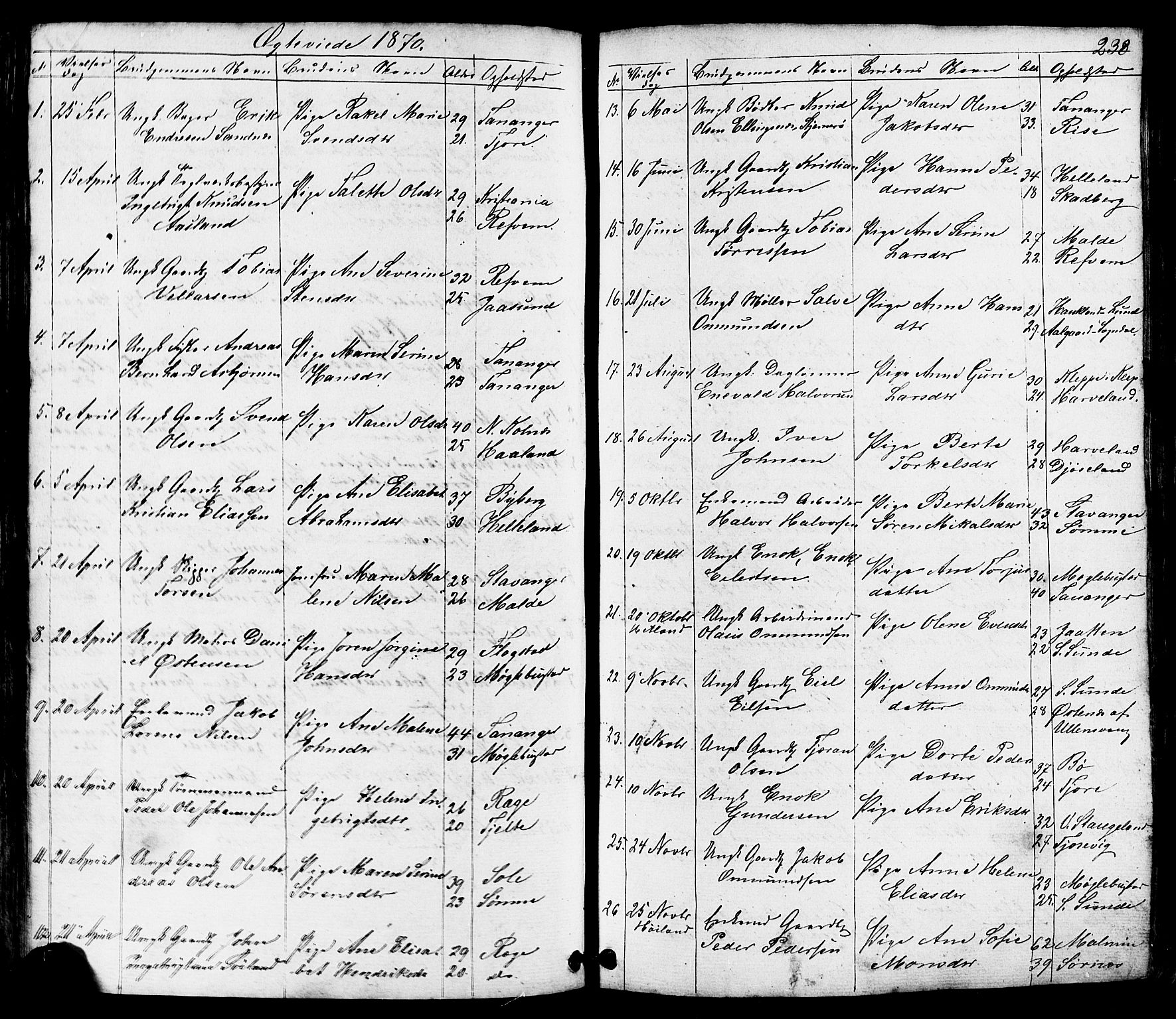 Håland sokneprestkontor, SAST/A-101802/001/30BB/L0002: Parish register (copy) no. B 2, 1845-1872, p. 238