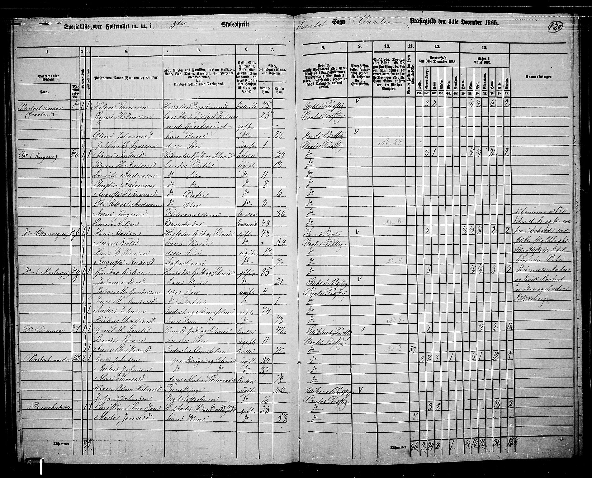 RA, 1865 census for Våler, 1865, p. 106