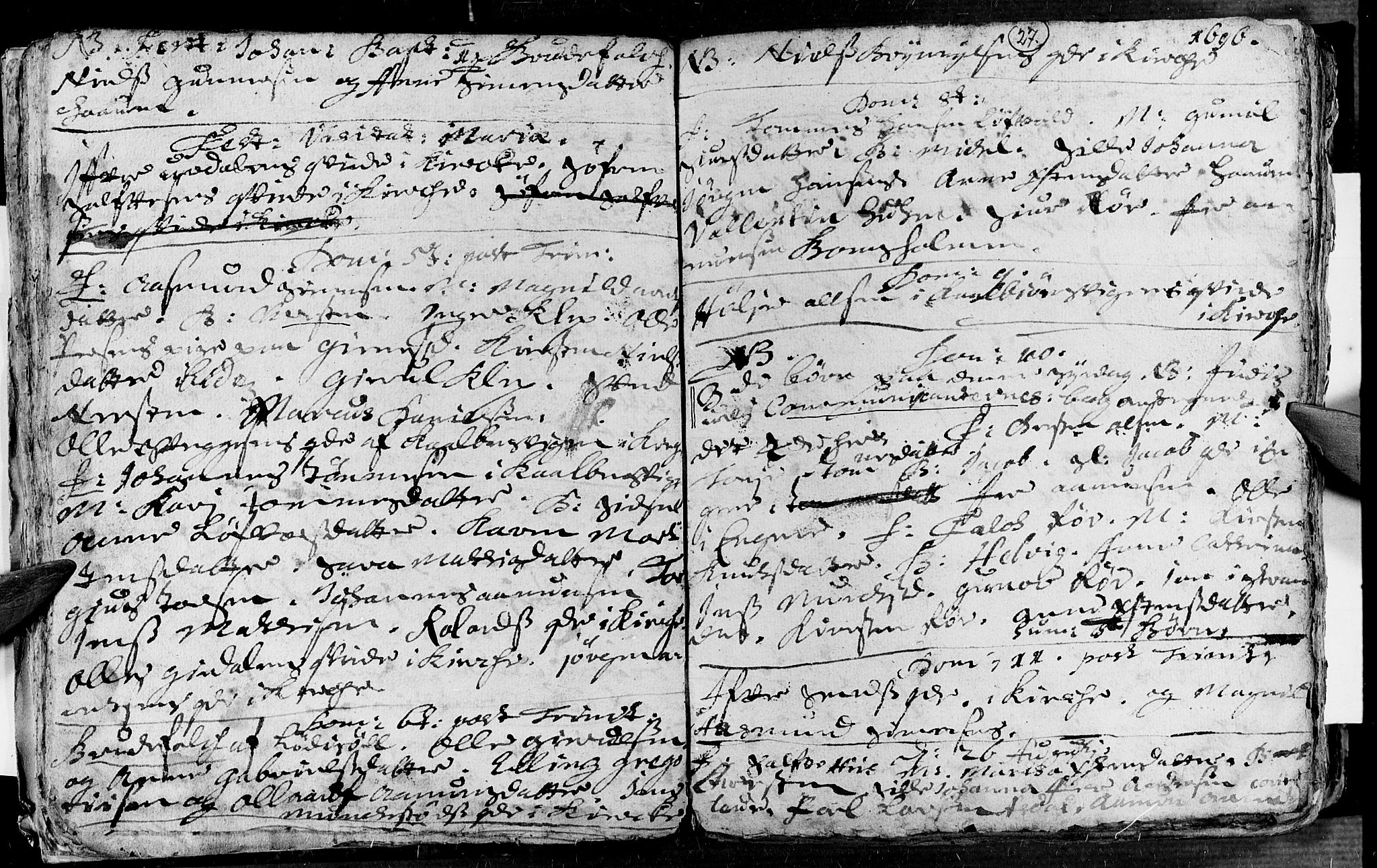 Øyestad sokneprestkontor, AV/SAK-1111-0049/F/Fa/L0002: Parish register (official) no. A 2, 1692-1722, p. 27