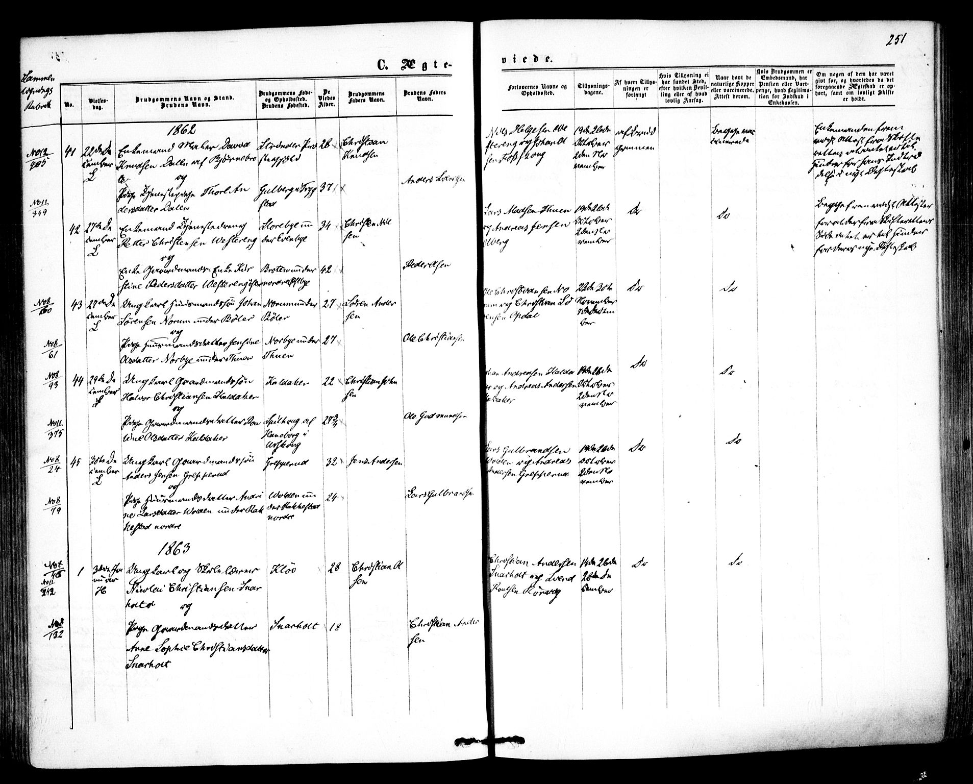 Høland prestekontor Kirkebøker, SAO/A-10346a/F/Fa/L0011: Parish register (official) no. I 11, 1862-1869, p. 251