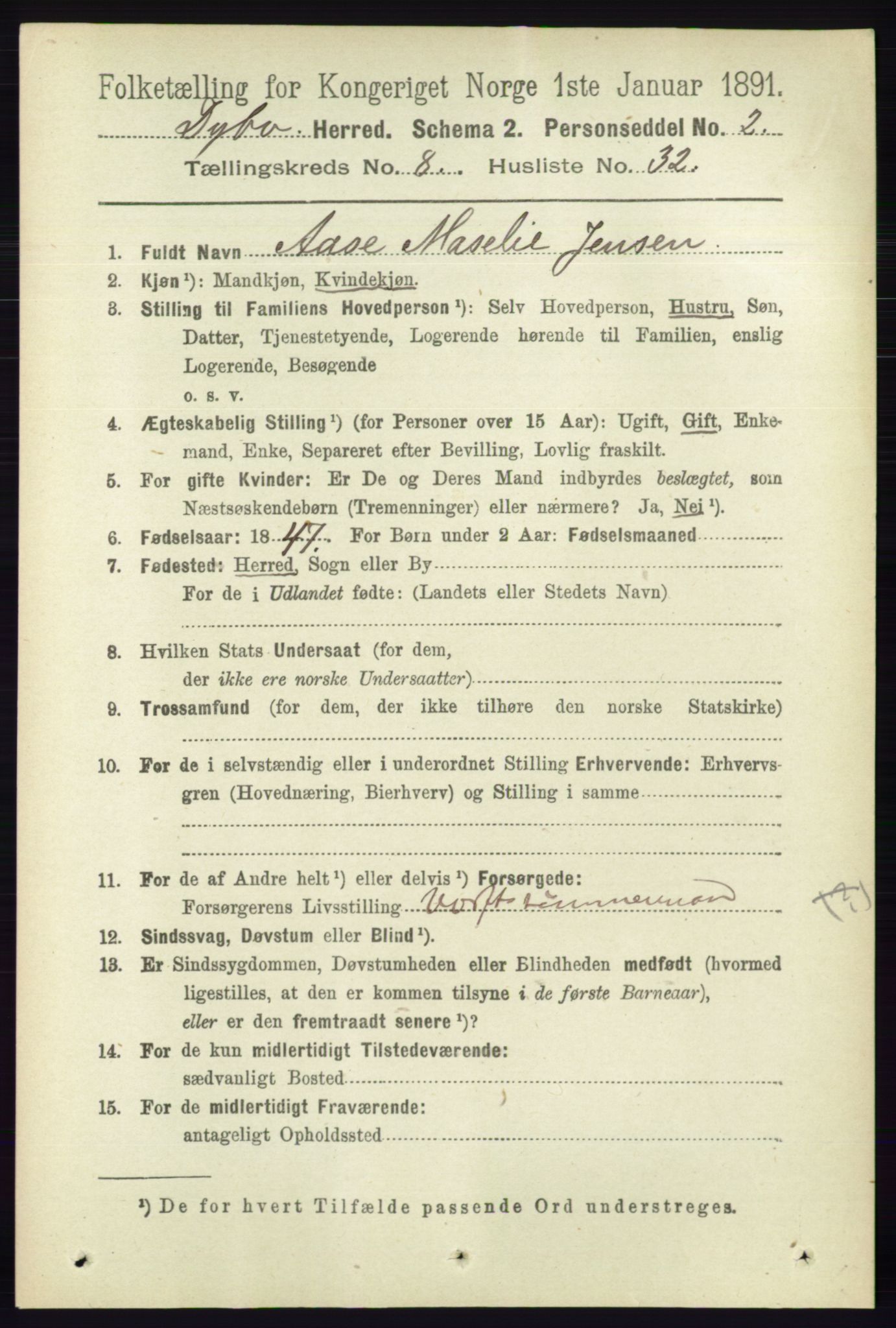 RA, 1891 census for 0915 Dypvåg, 1891, p. 2904