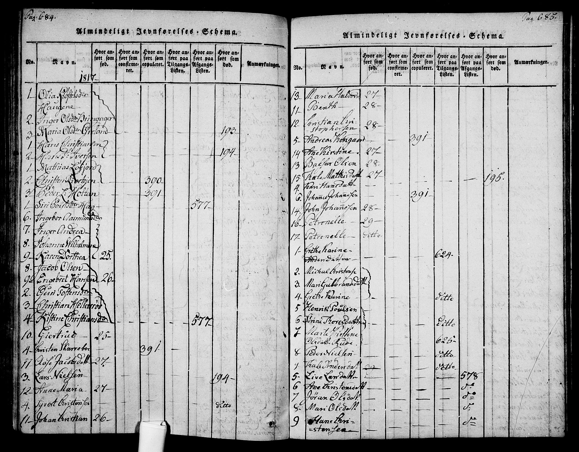 Botne kirkebøker, AV/SAKO-A-340/F/Fa/L0005: Parish register (official) no. I 5, 1814-1836, p. 684-685