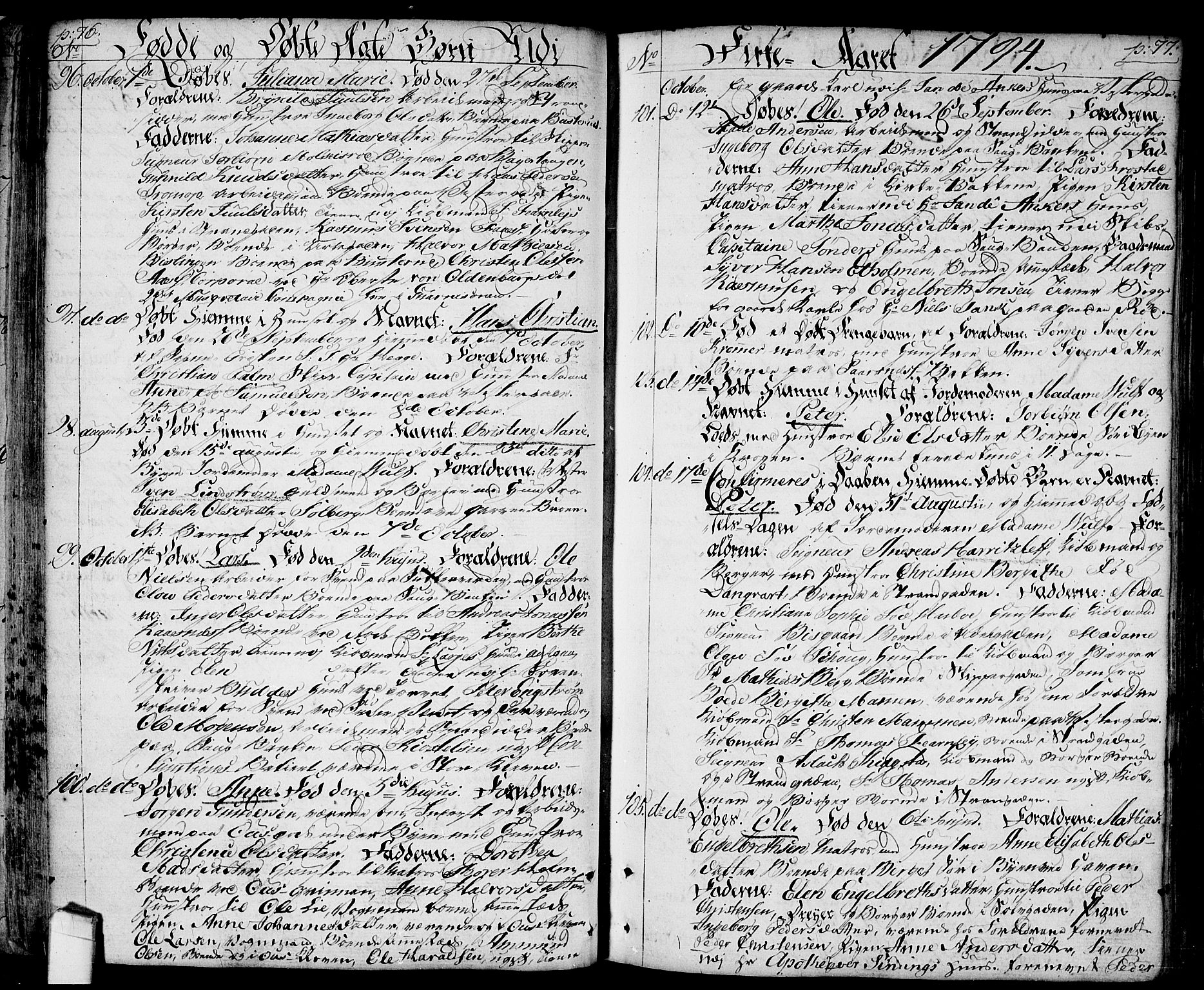 Halden prestekontor Kirkebøker, SAO/A-10909/F/Fa/L0002: Parish register (official) no. I 2, 1792-1812, p. 76-77