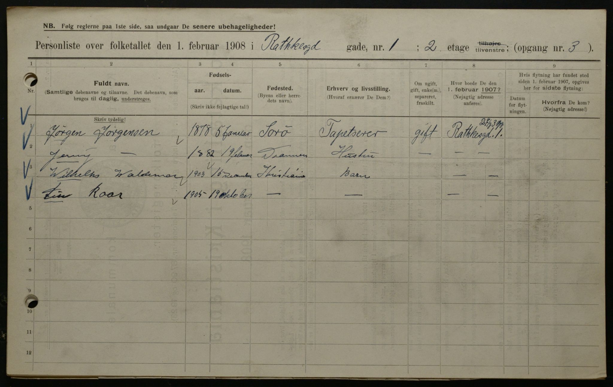 OBA, Municipal Census 1908 for Kristiania, 1908, p. 73575